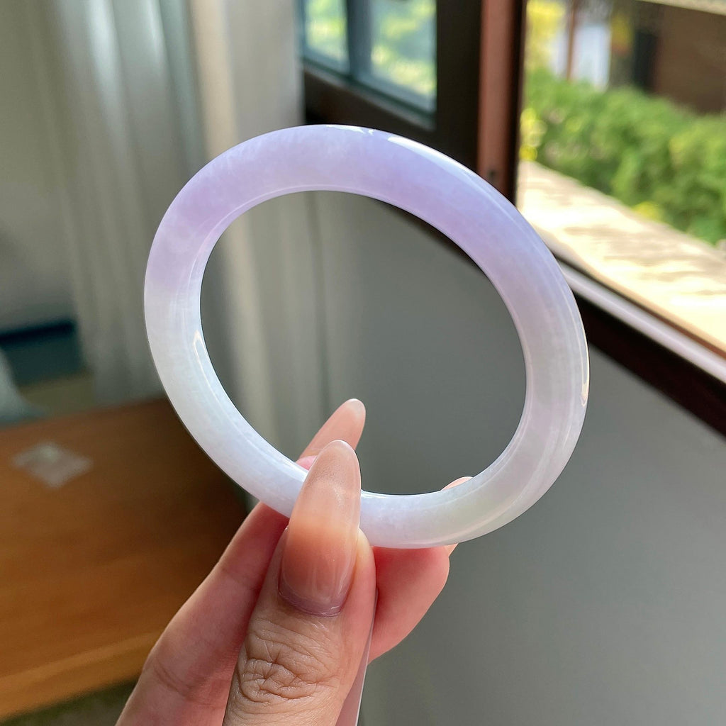 糯种紫罗兰圆条 57圈口 天然缅甸A货翡翠（yc508735）