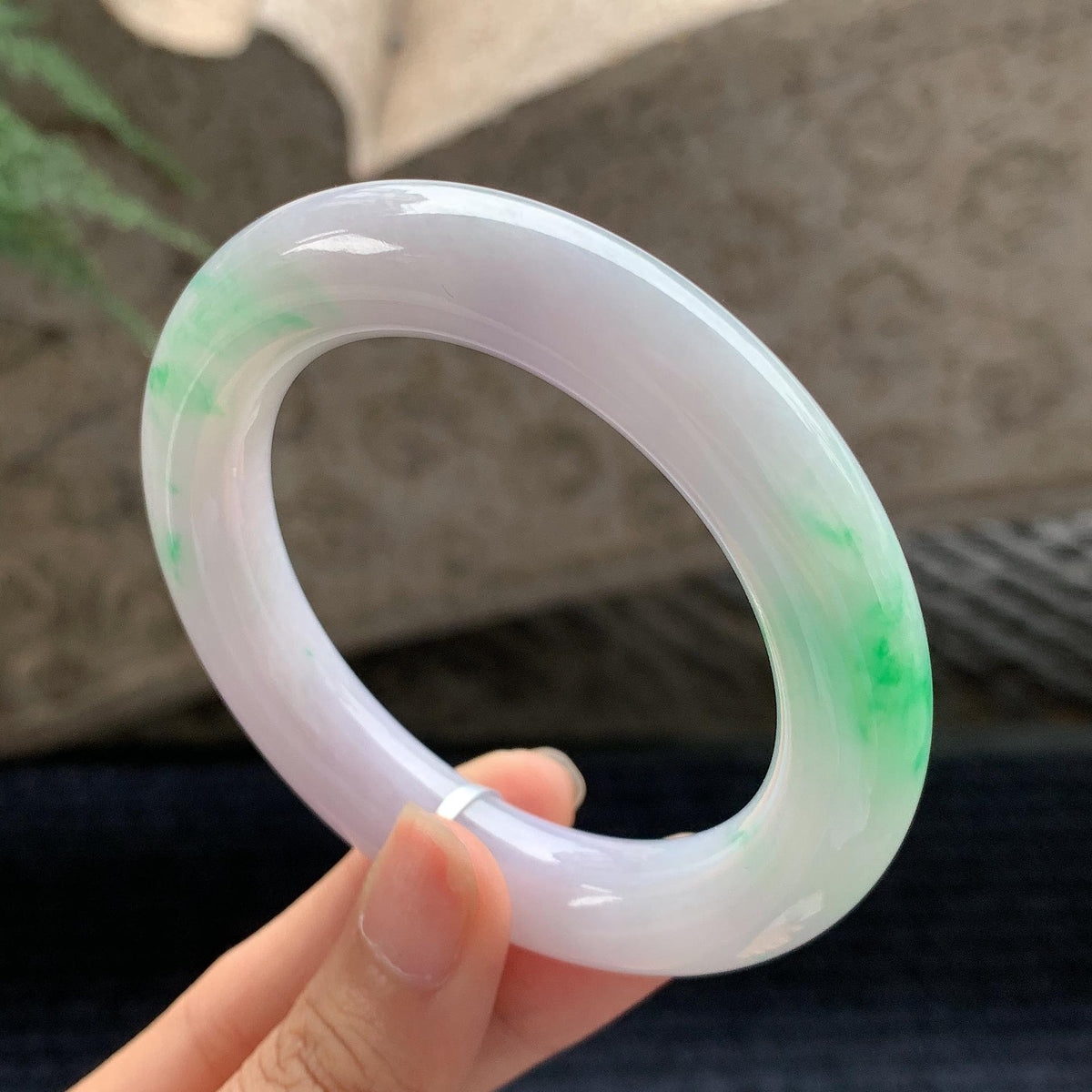 细糯种春彩圆条手镯 54圈 天然A货缅甸翡翠（yc694799）