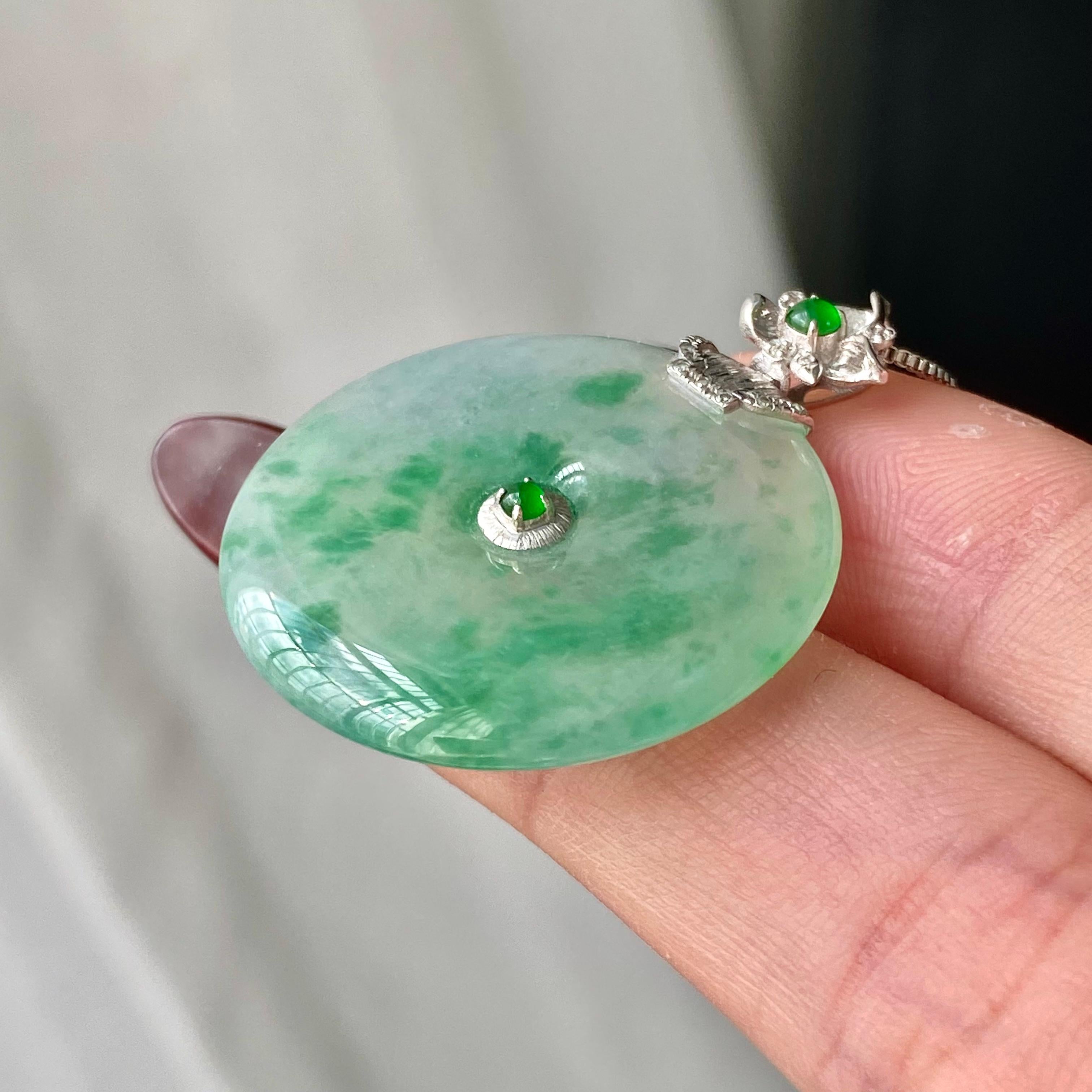 18k金钻镶冰种飘花平安扣吊坠（yc204864）