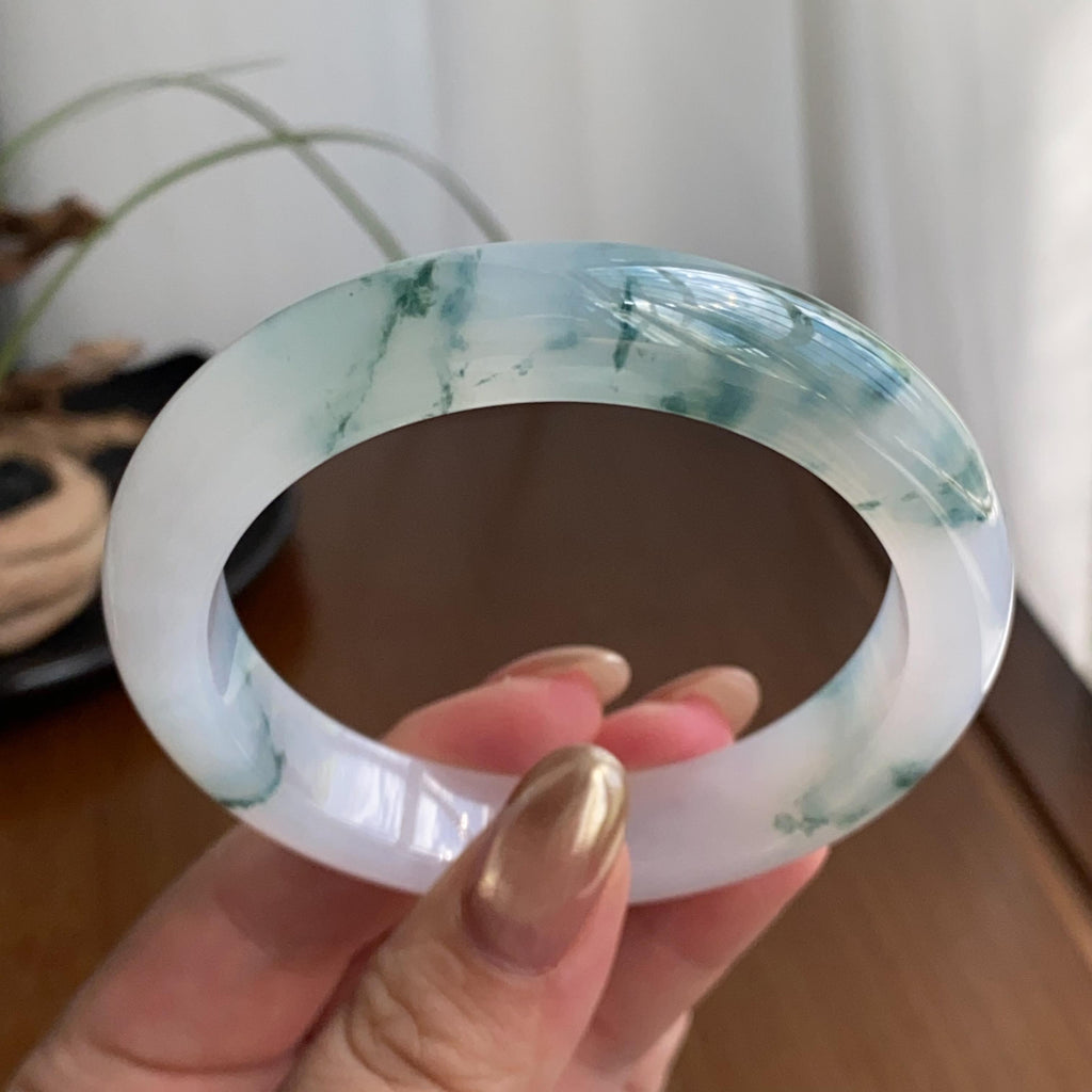 糯冰种飘花平安镯（56圈）（yc258950）