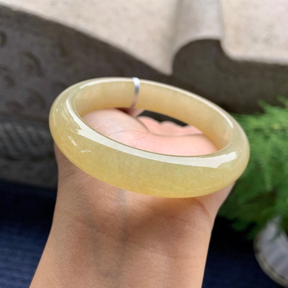 糯冰种黄翡平安镯（56.5mm）（yc092177）