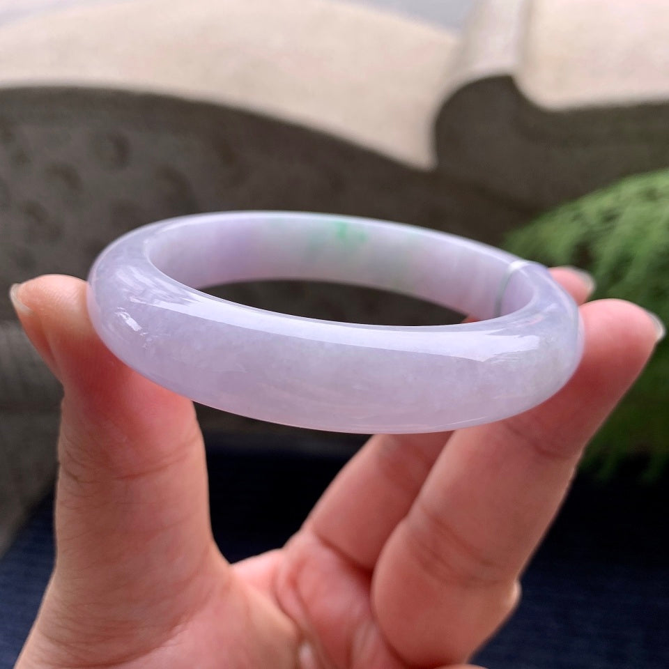 细糯种紫罗兰飘花平安镯（55.4mm）（yc088789）