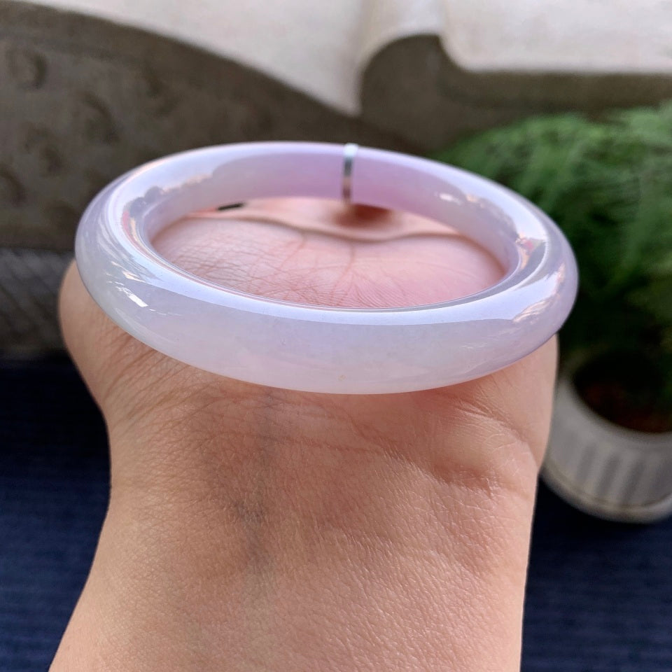 糯冰种紫罗兰圆条手镯（56.4mm）（yc079322）
