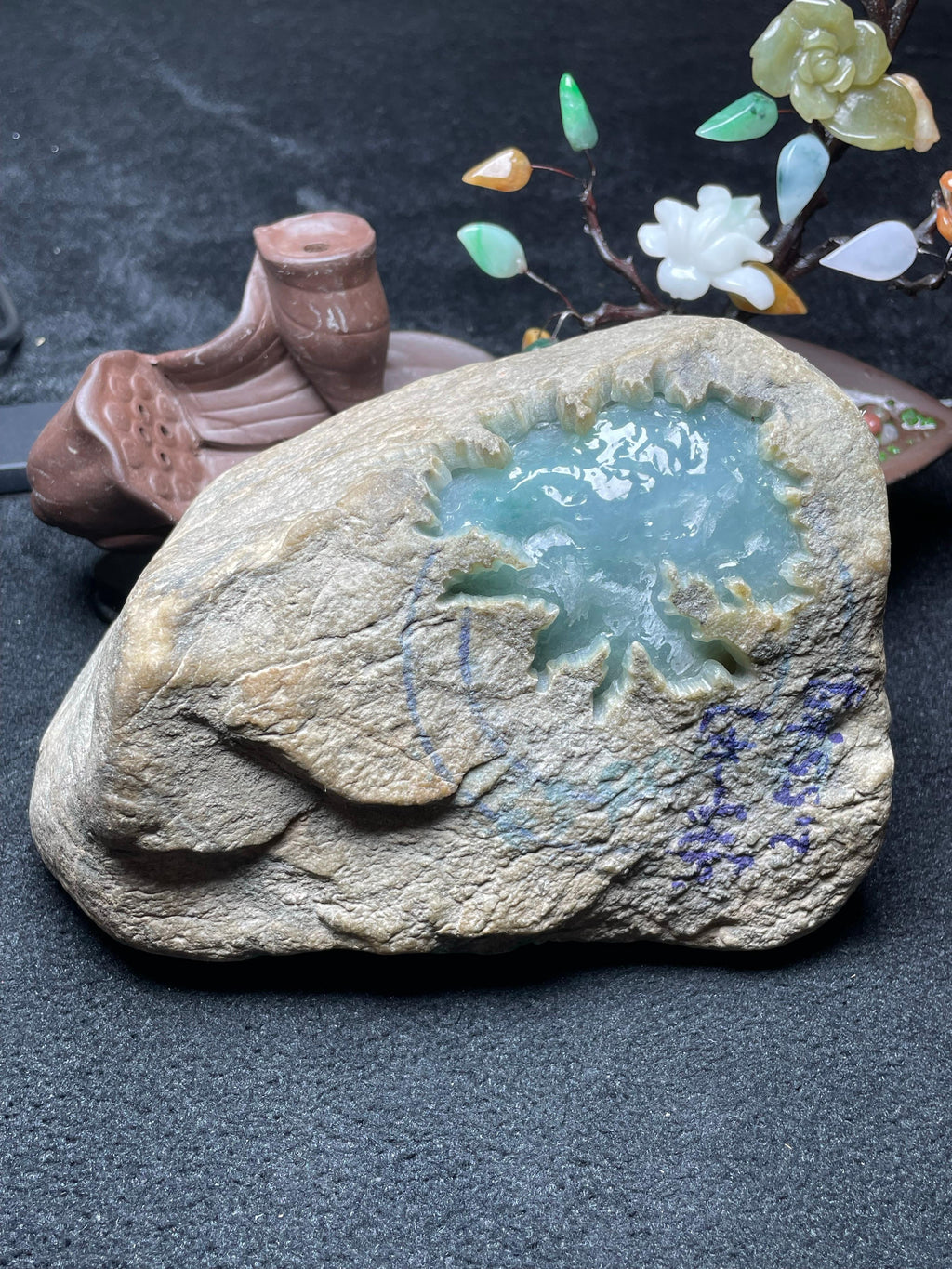 莫西沙开窗冰底飘花手镯料（yc537657）