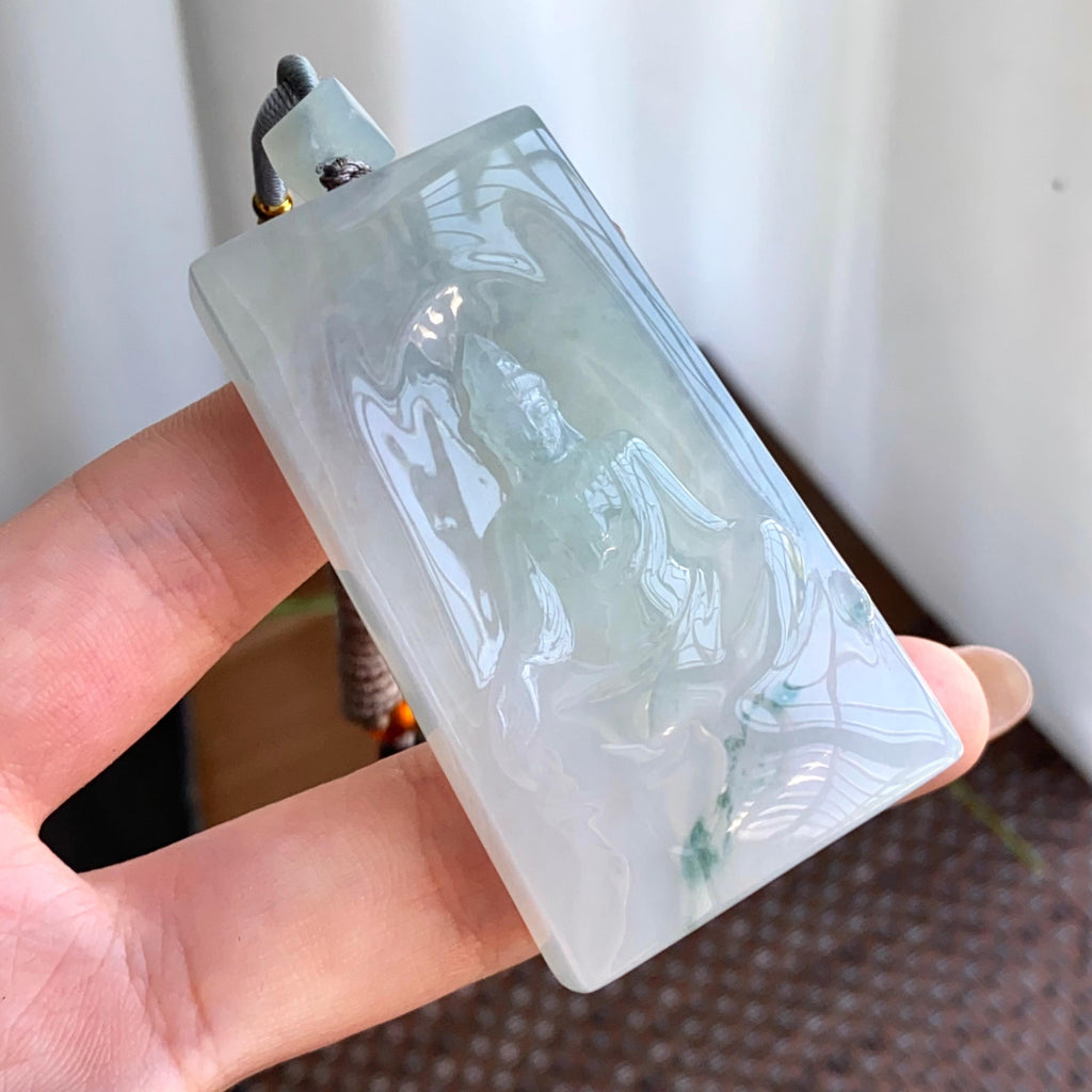 糯冰种飘花观音牌吊坠（yc265648）