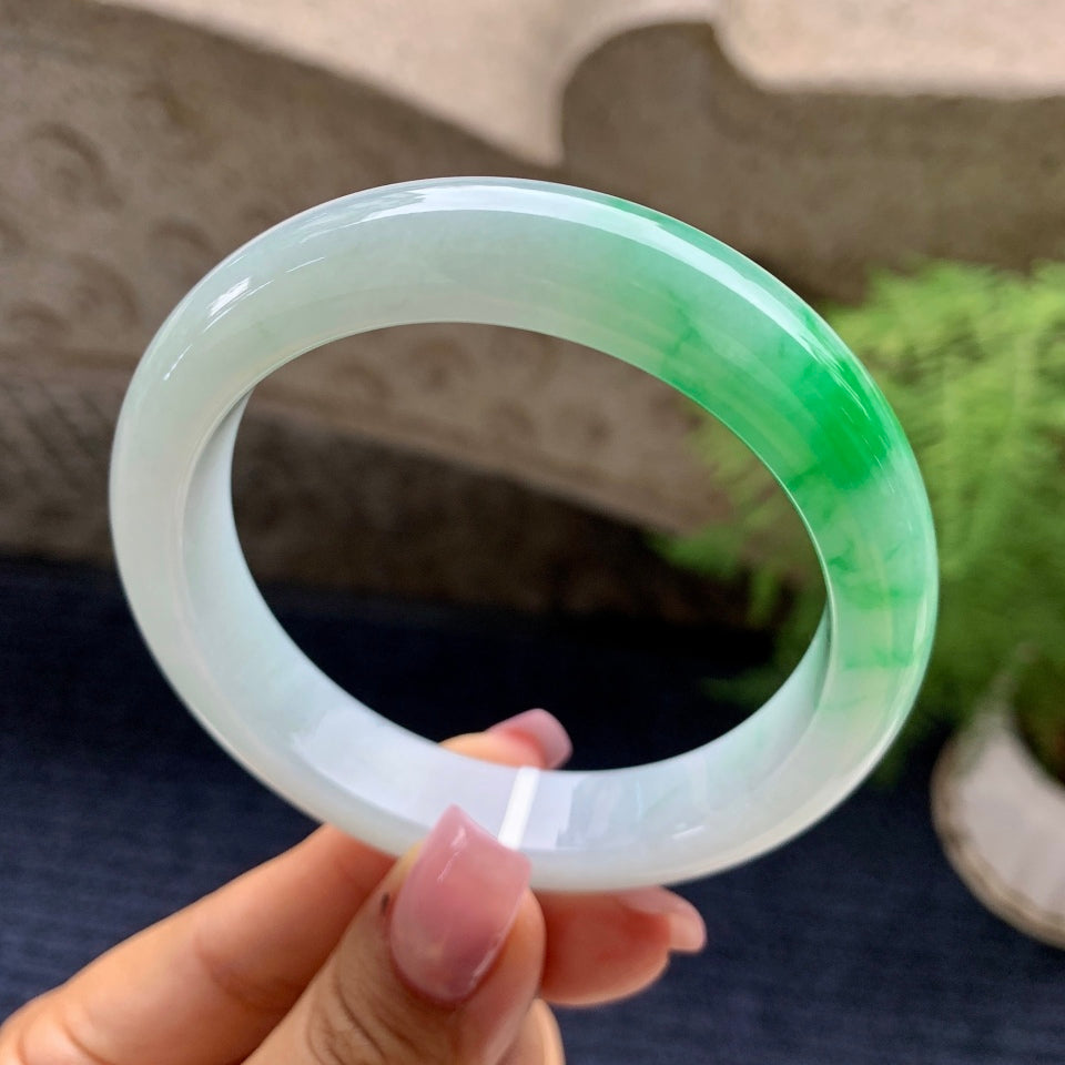 细糯种飘阳绿平安镯（58.4mm）（yc090087）