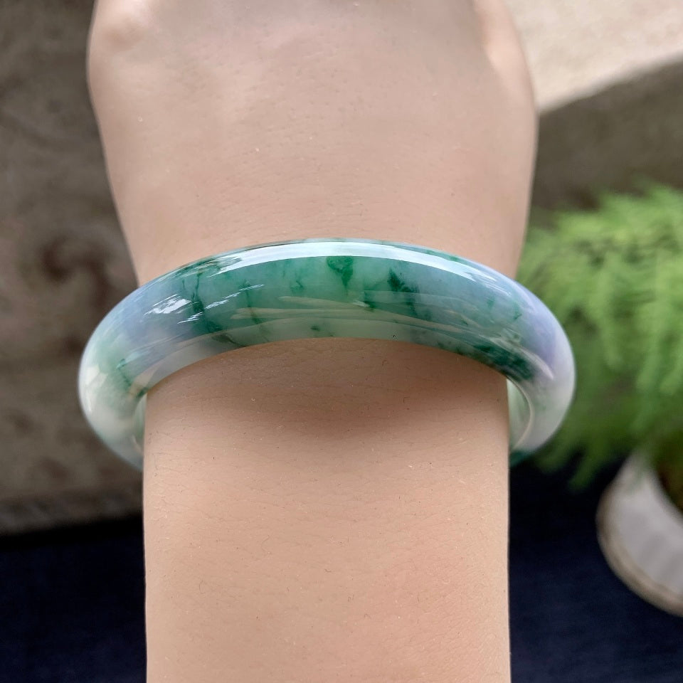 细糯种紫罗兰飘花平安镯（57mm）（yc090968）