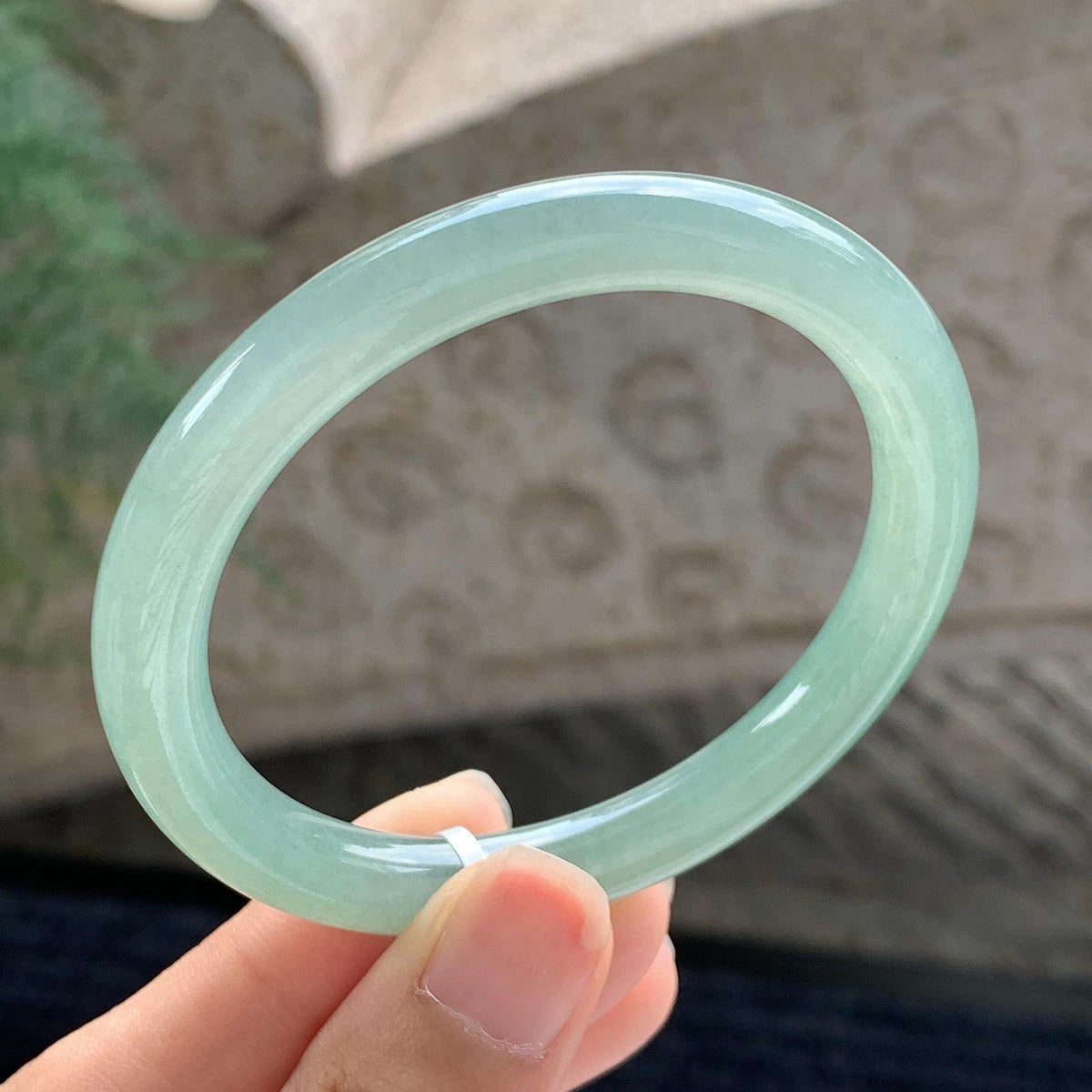 细糯种 湖水绿圆条手镯 53圈 天然缅甸A货翡翠（yc699561）