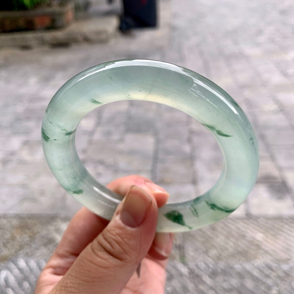 高冰飘花圆条手镯（57.3mm）（yc168593）