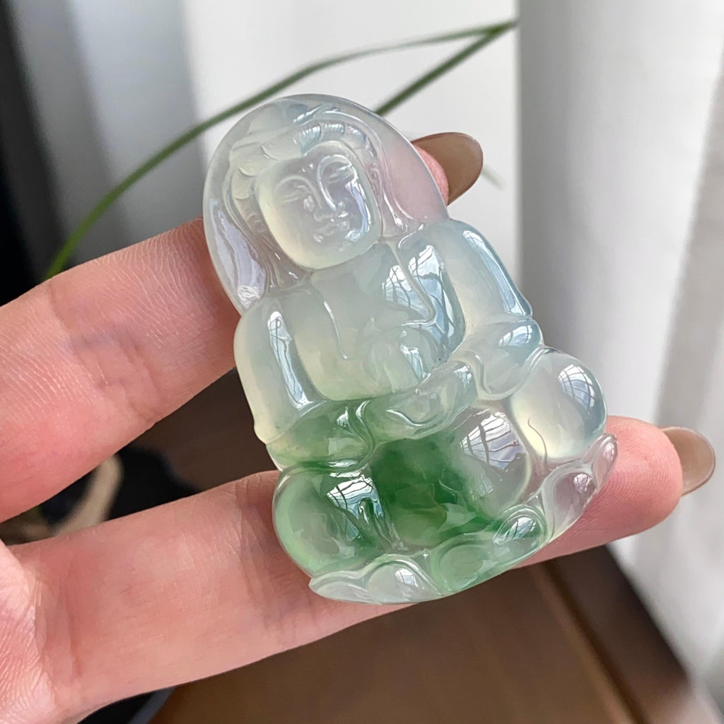 糯冰种飘花观音吊坠（yc262749）