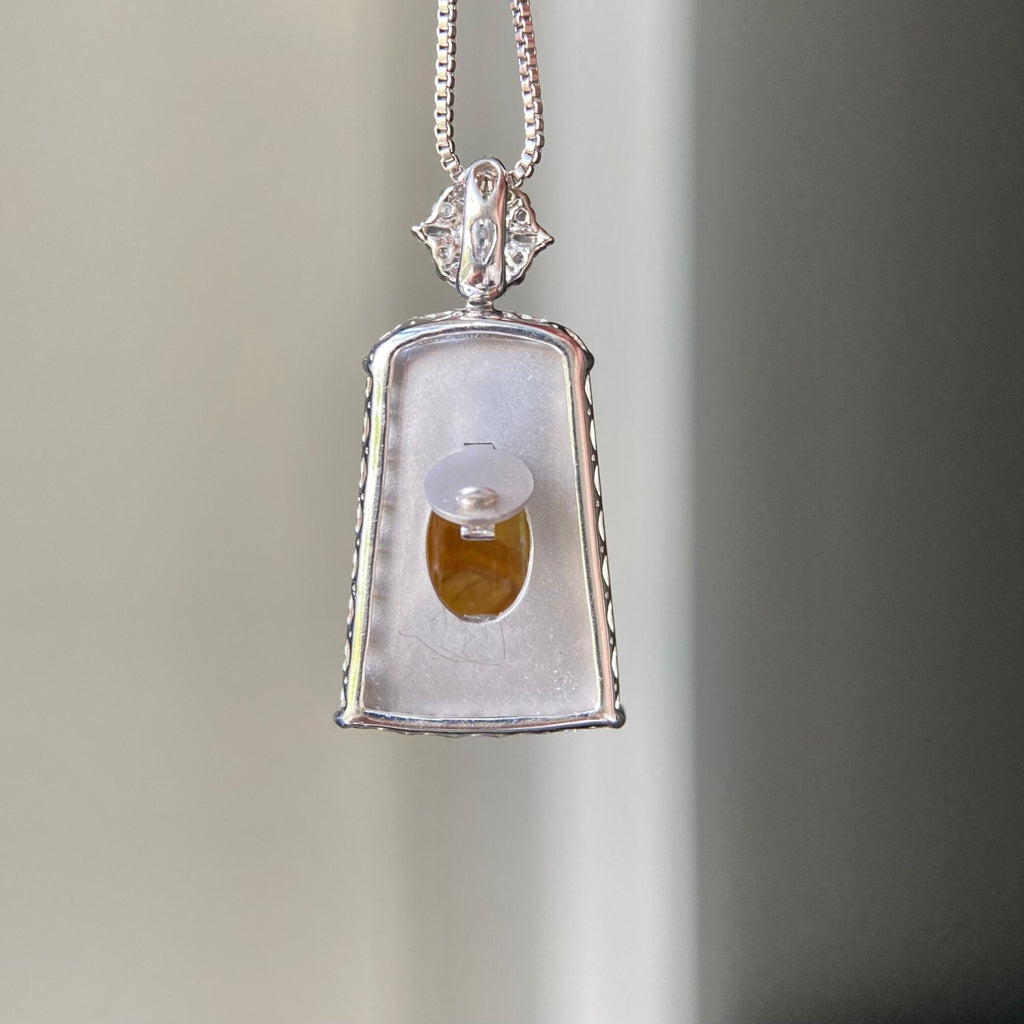 18k金钻镶冰种黄翡山水牌吊坠（yc216834）