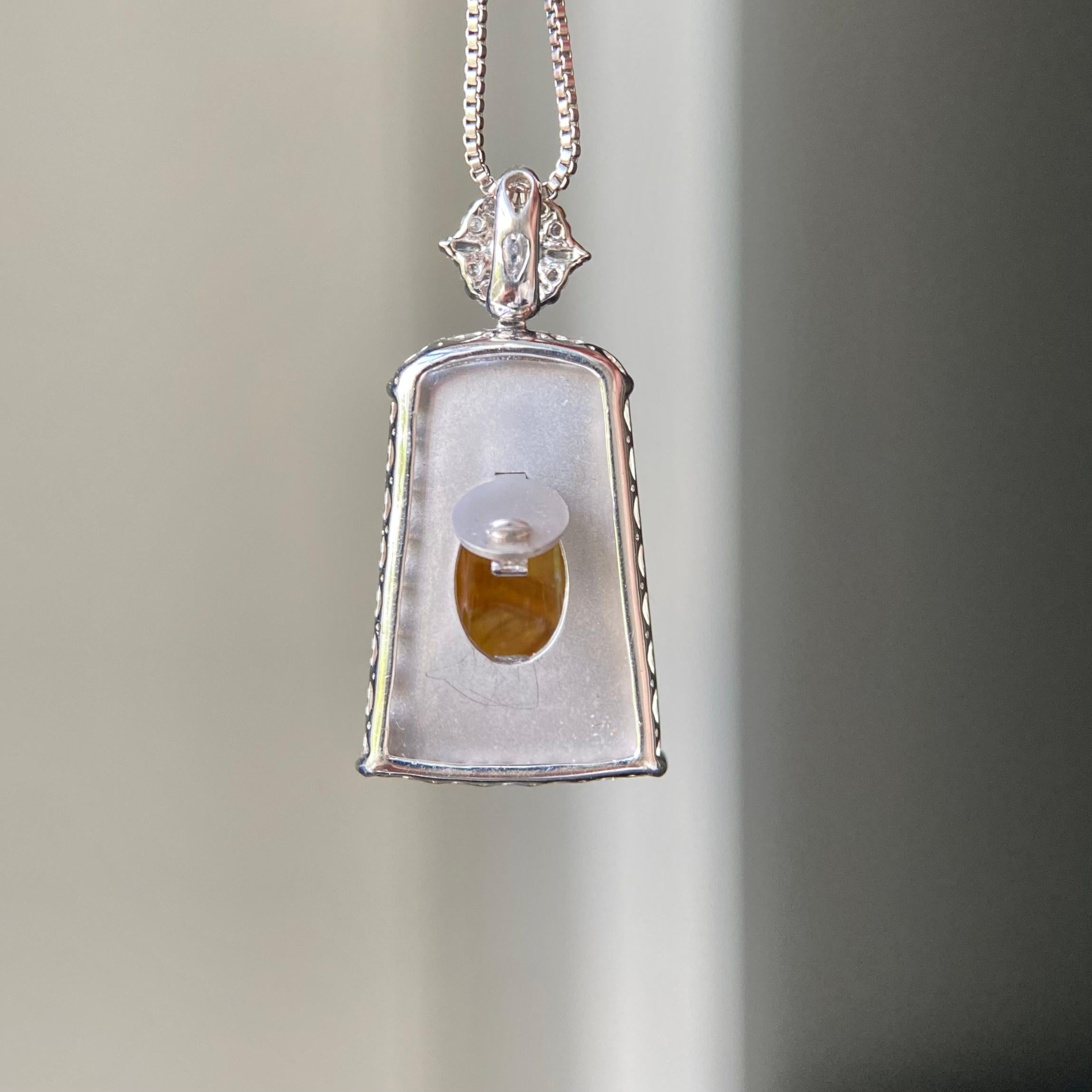 18k金钻镶冰种黄翡山水牌吊坠（yc216834）