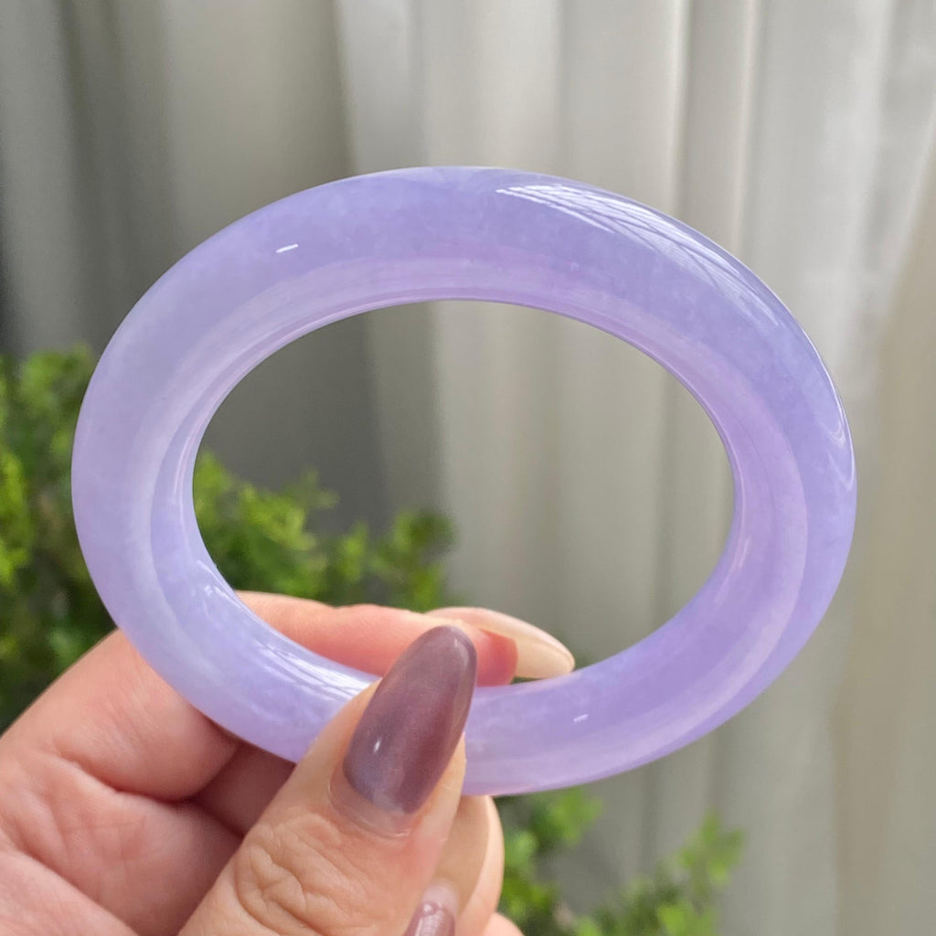 糯冰种紫罗兰圆条手镯（55圈）（yc199711）