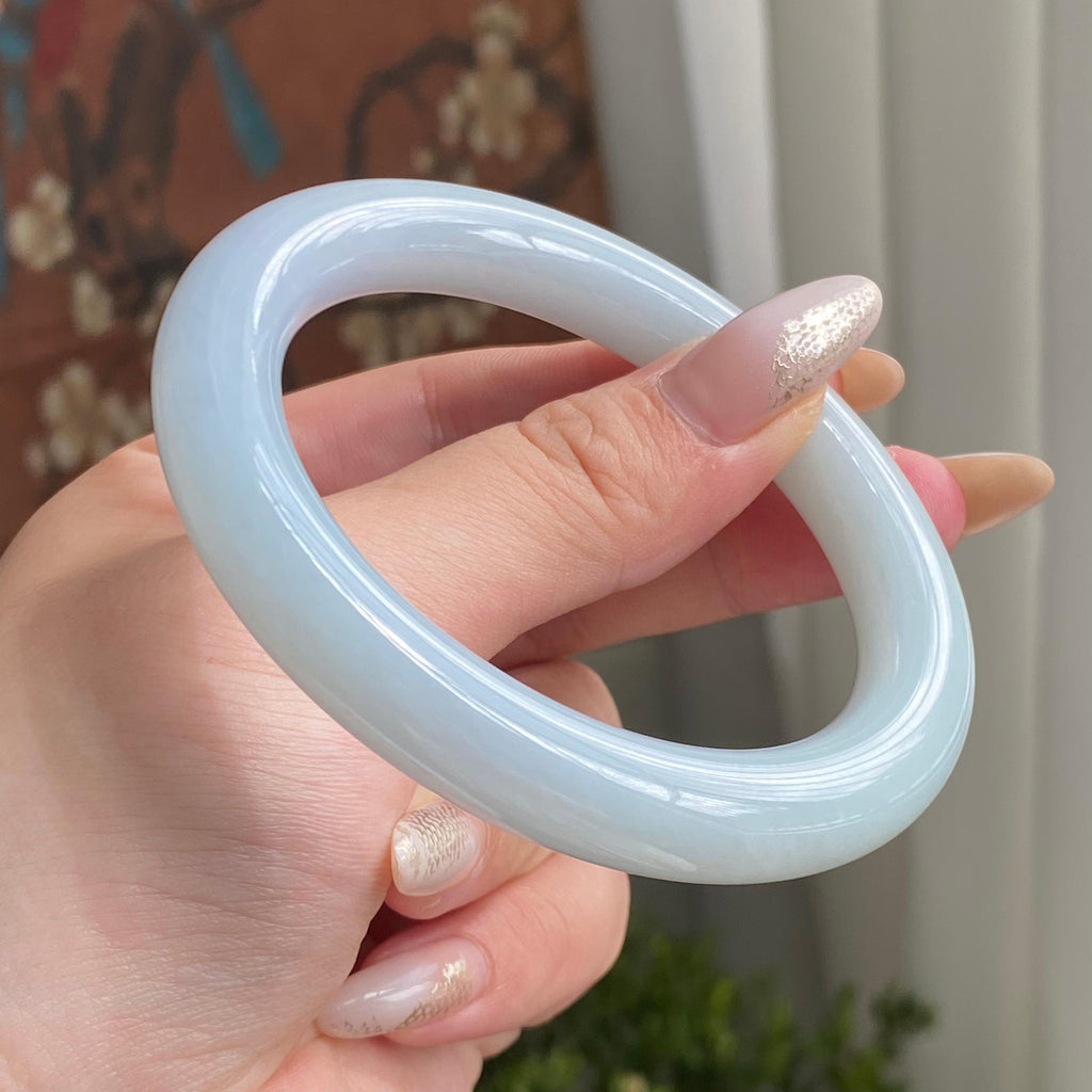 细糯种淡春彩圆条手镯（58圈）（yc213610）