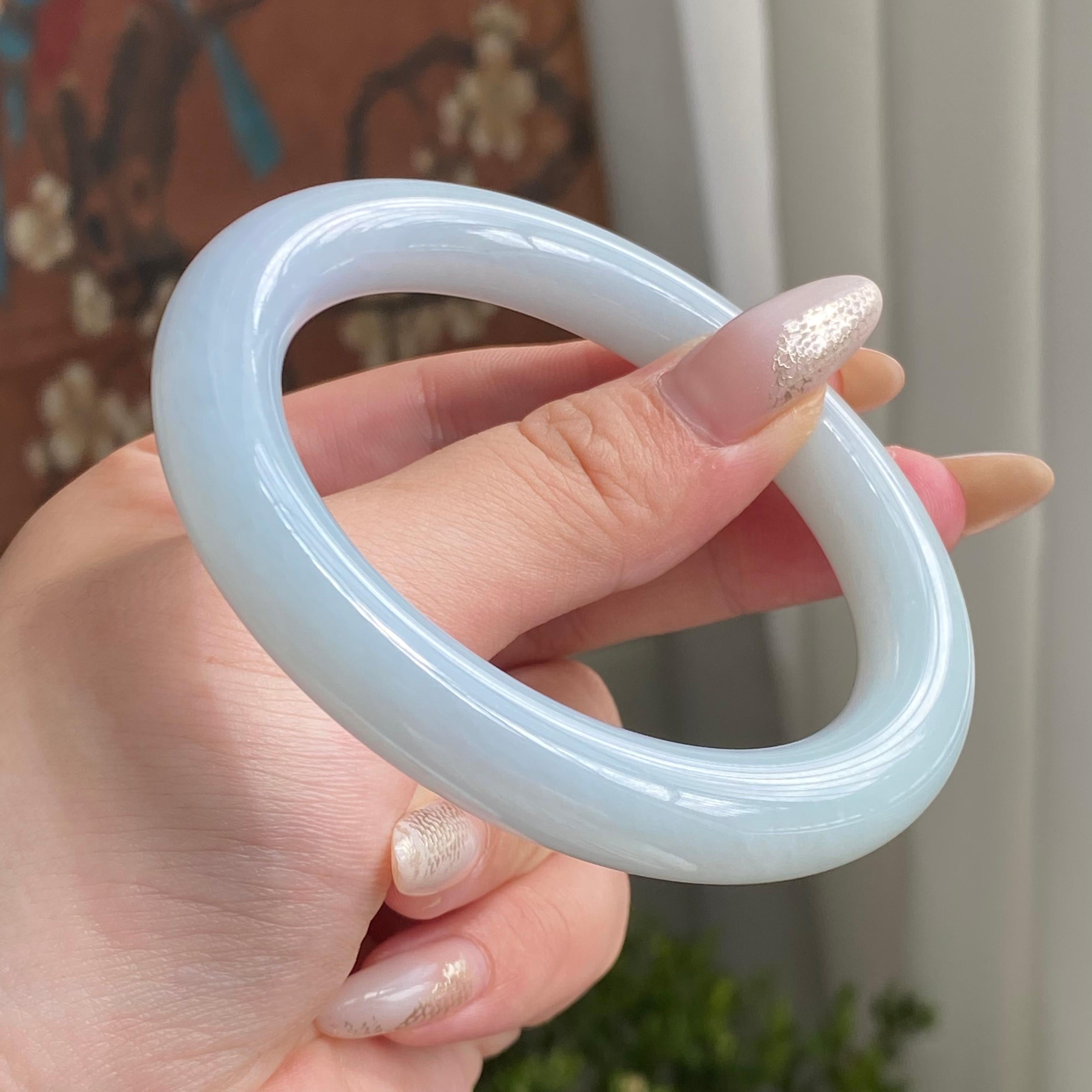 细糯种淡春彩圆条手镯（58圈）（yc213610）