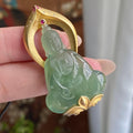 18k金镶冰种湖水绿观音吊坠（yc235110）
