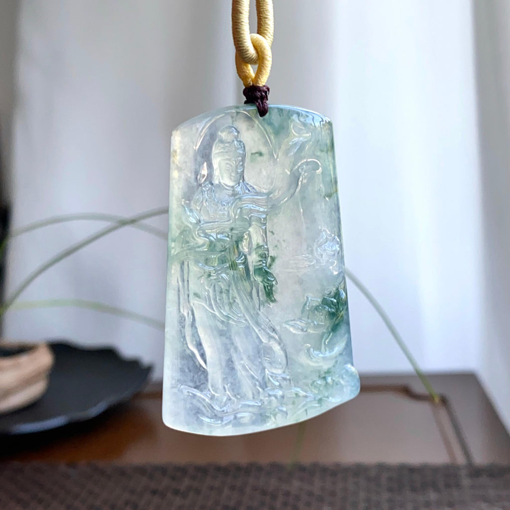 冰种飘花度母牌吊坠（yc265643）