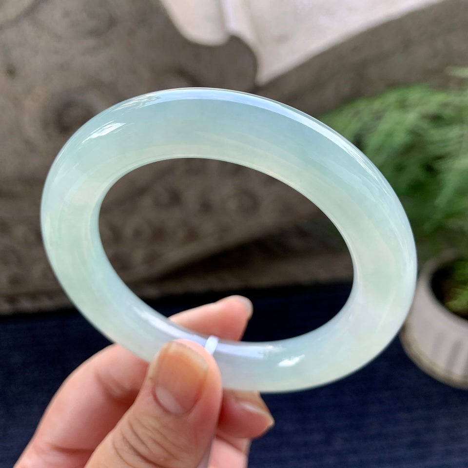 糯冰种晴水圆条手镯（55.3mm）（yc090491）
