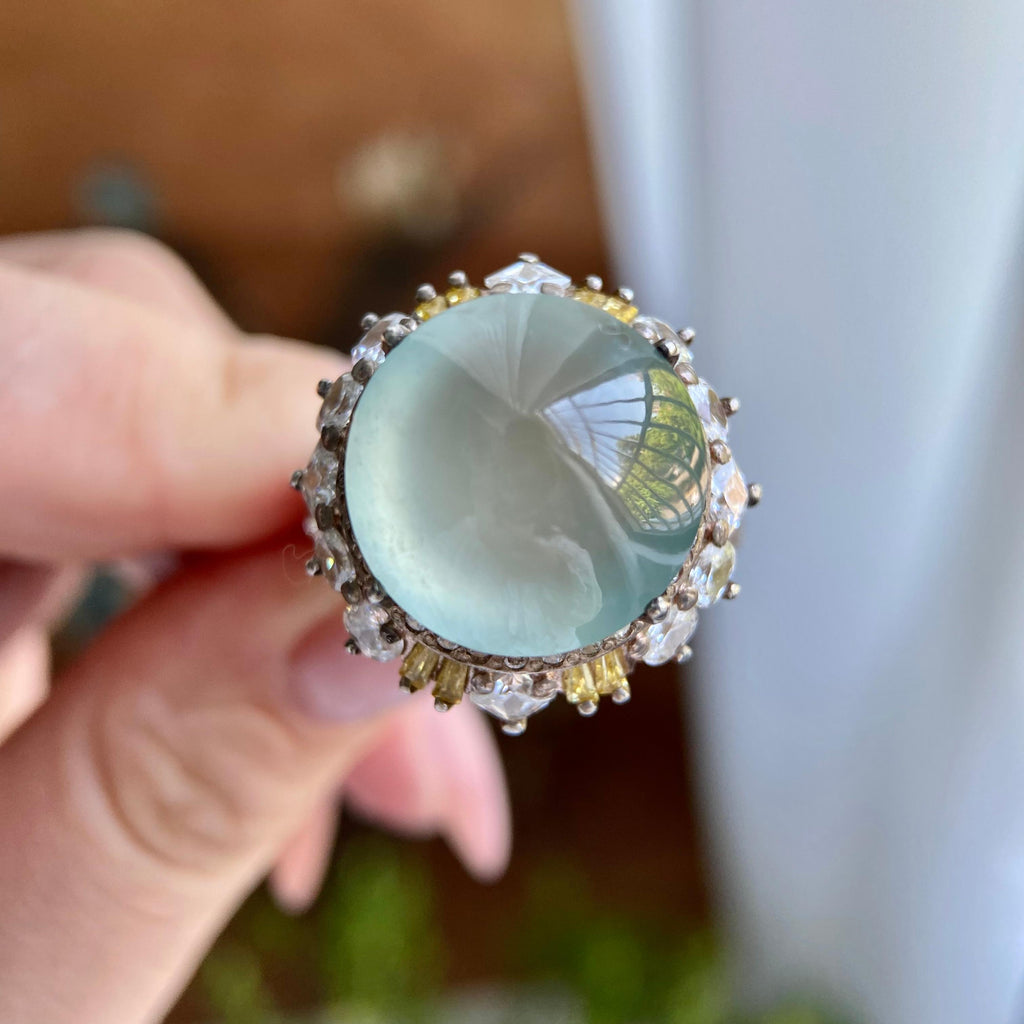 冰种正圆白月光戒面裸石（yc234334）