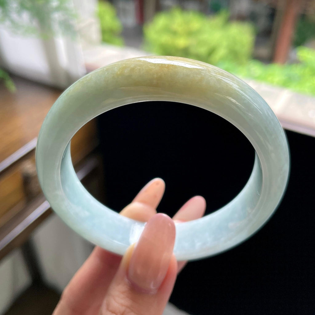 大圈口 糯种黄翡正圈平安镯 59.5圈（yc709482）