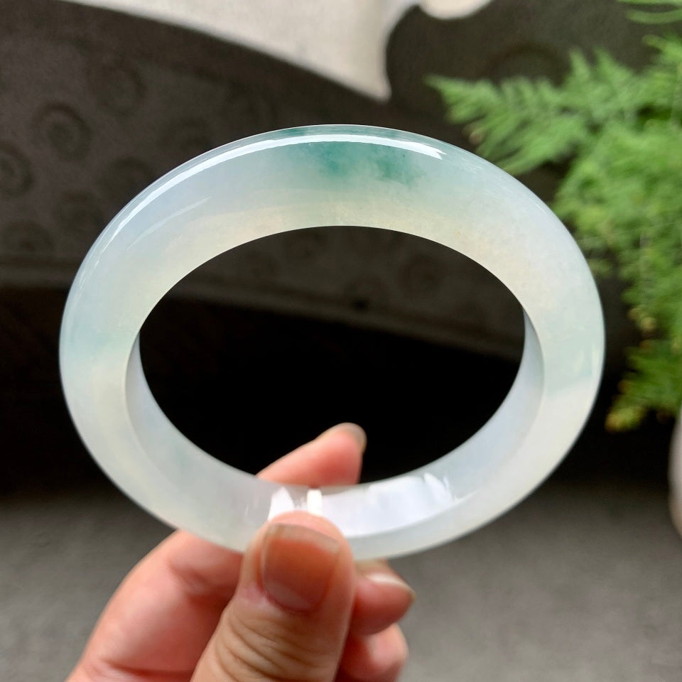 糯冰种飘花平安镯（61.7mm）（yc097043）