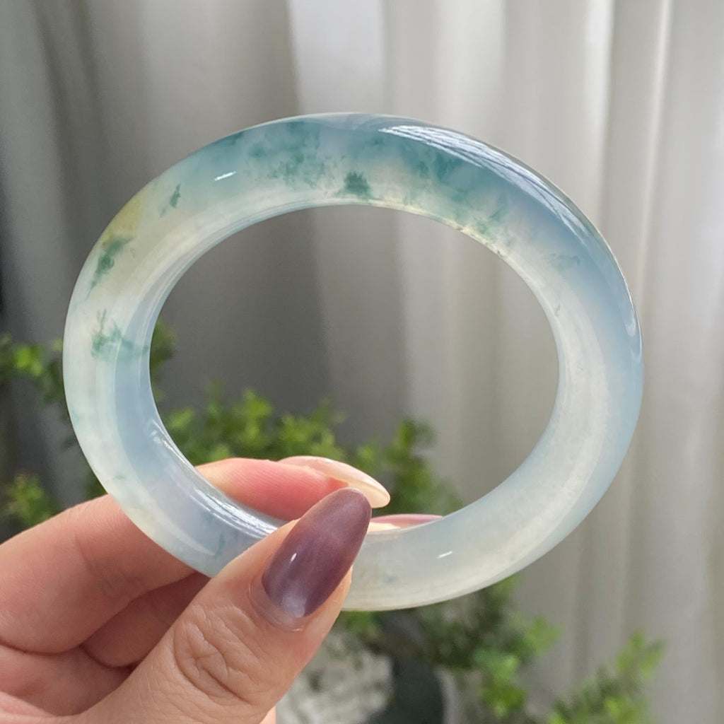 冰种飘花洒金圆条手镯（58圈）（yc199710）