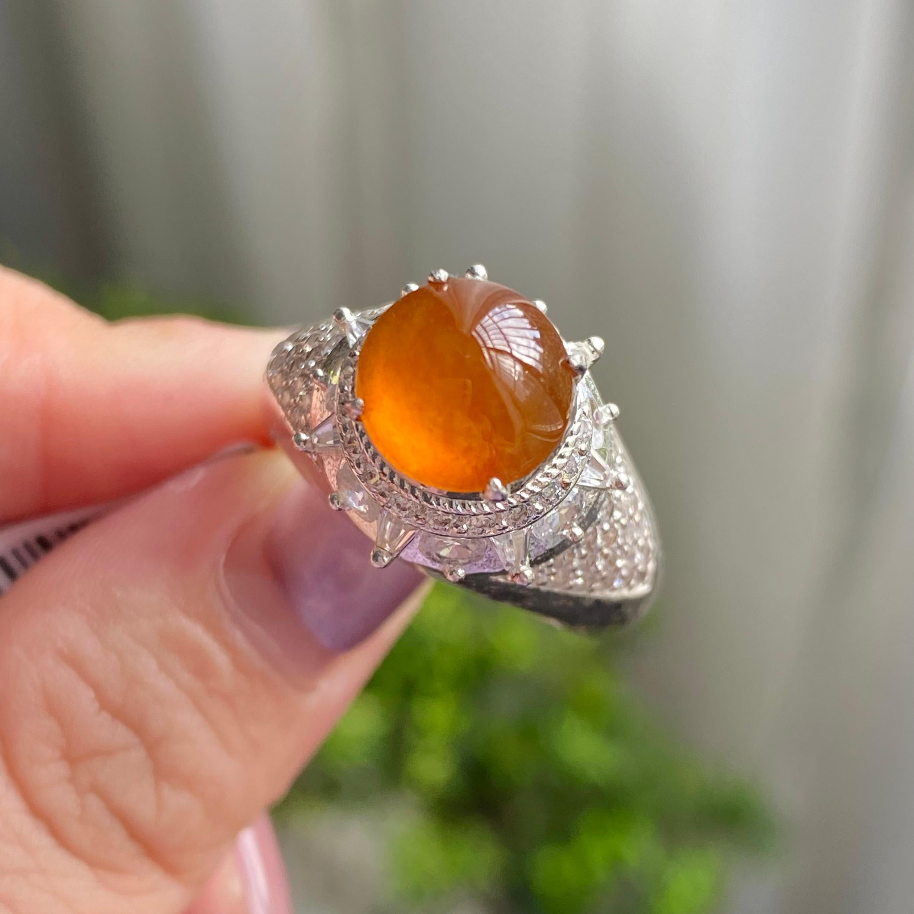 高冰种黄翡蛋面裸石（yc199663）