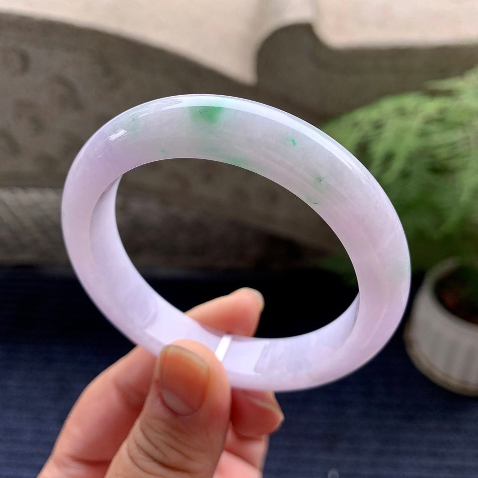细糯种紫罗兰飘花平安镯（55.4mm）（yc088789）