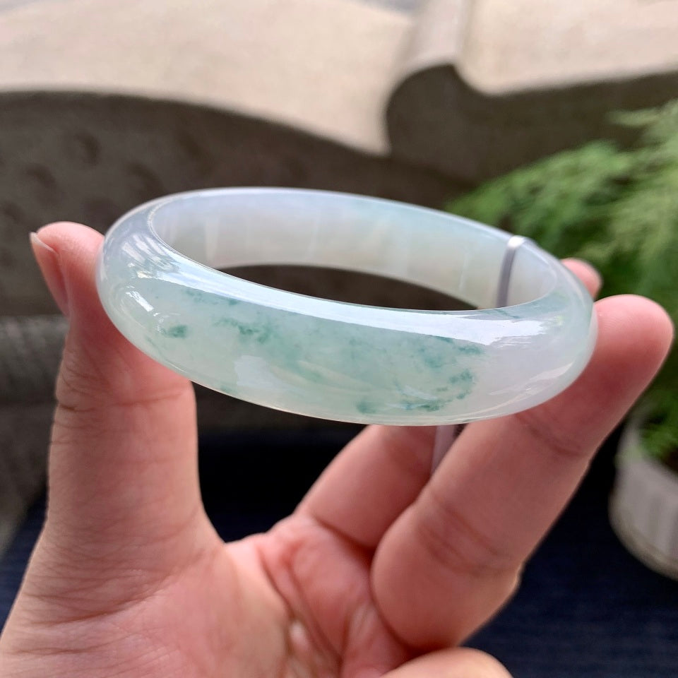 糯冰种飘花平安镯（58mm）（yc098153）