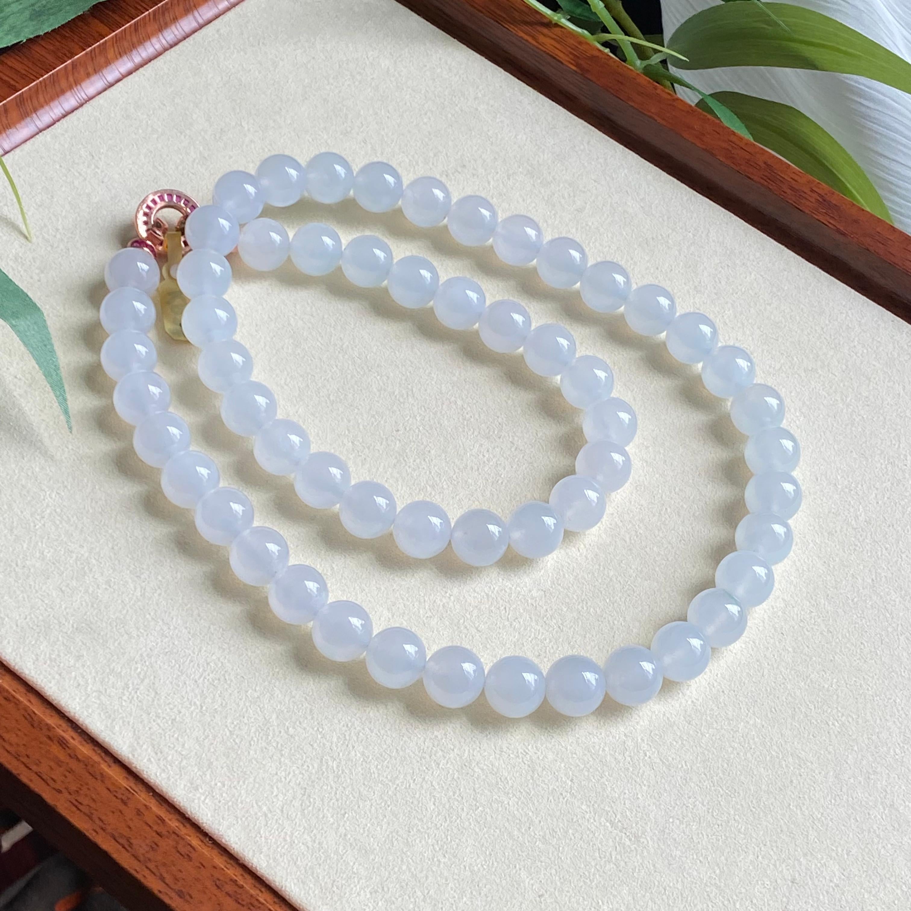糯冰种白月光珠链（56颗）（yc195190）