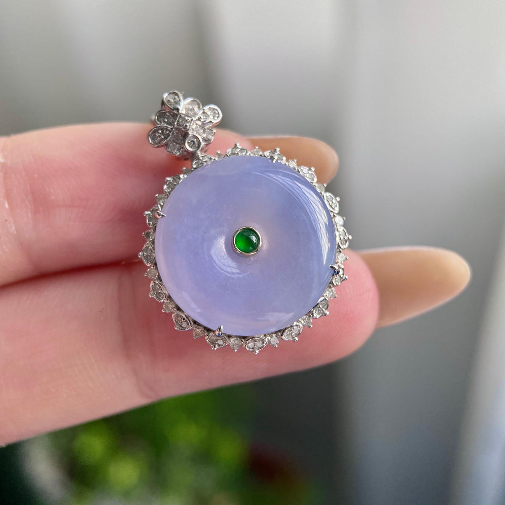 18k金钻镶冰种紫罗兰平安扣吊坠（yc219266）