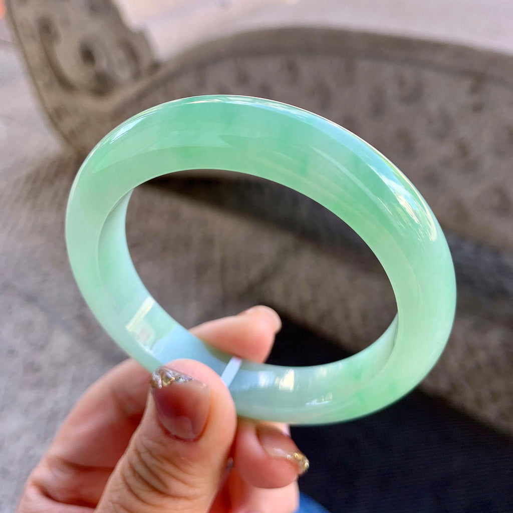 细糯种翠绿平安镯（54.3mm）（yc273589）