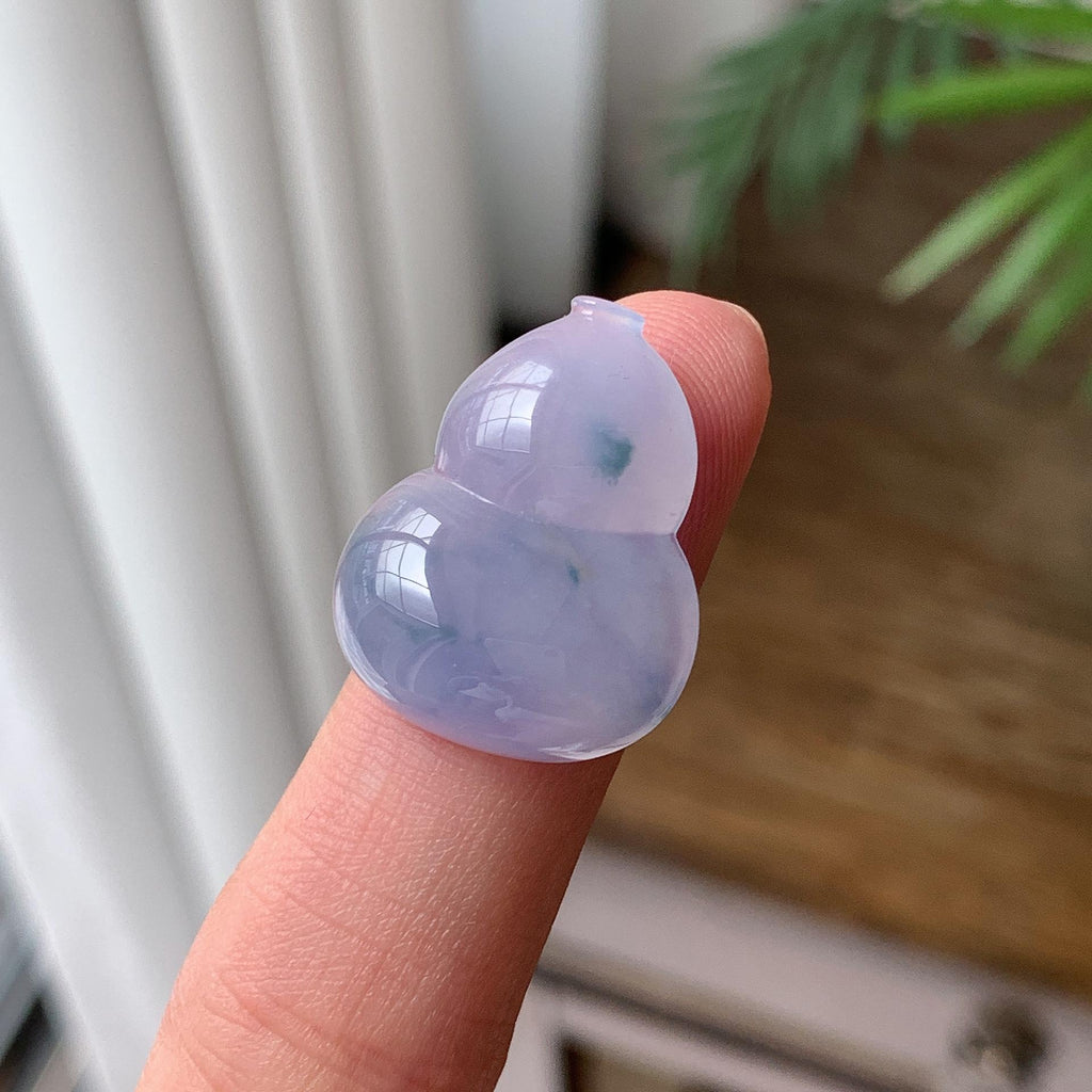 糯冰种 紫底飘花葫芦吊坠 天然缅甸A货翡翠（yc703365）