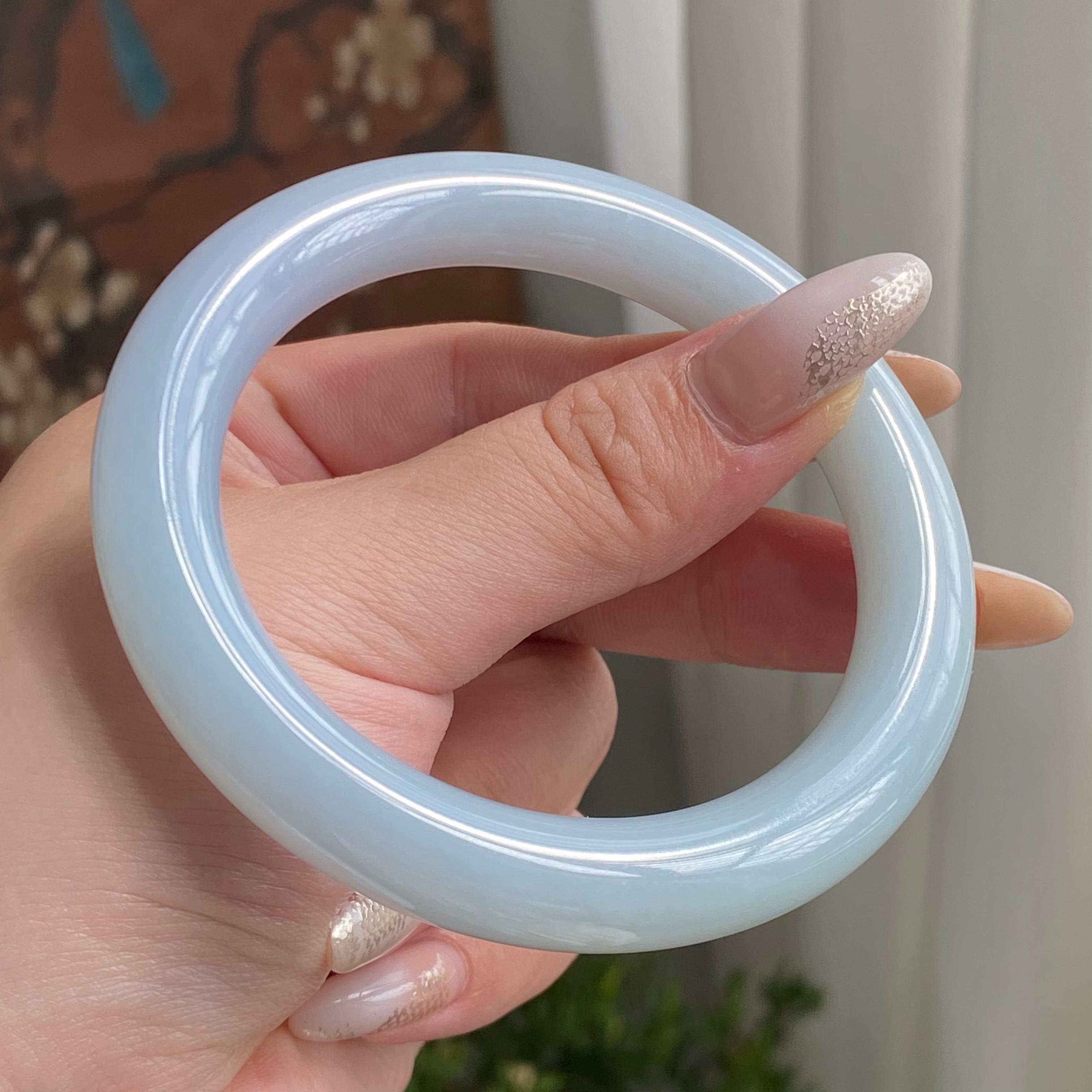 细糯种淡春彩圆条手镯（58圈）（yc213610）