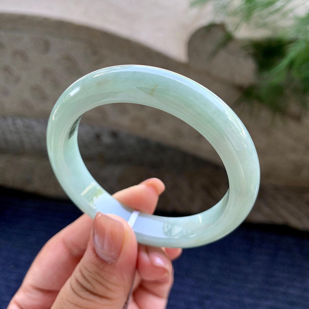 细糯种晴底洒金正圈平安镯 53圈口 天然缅甸A货翡翠（yc502578）