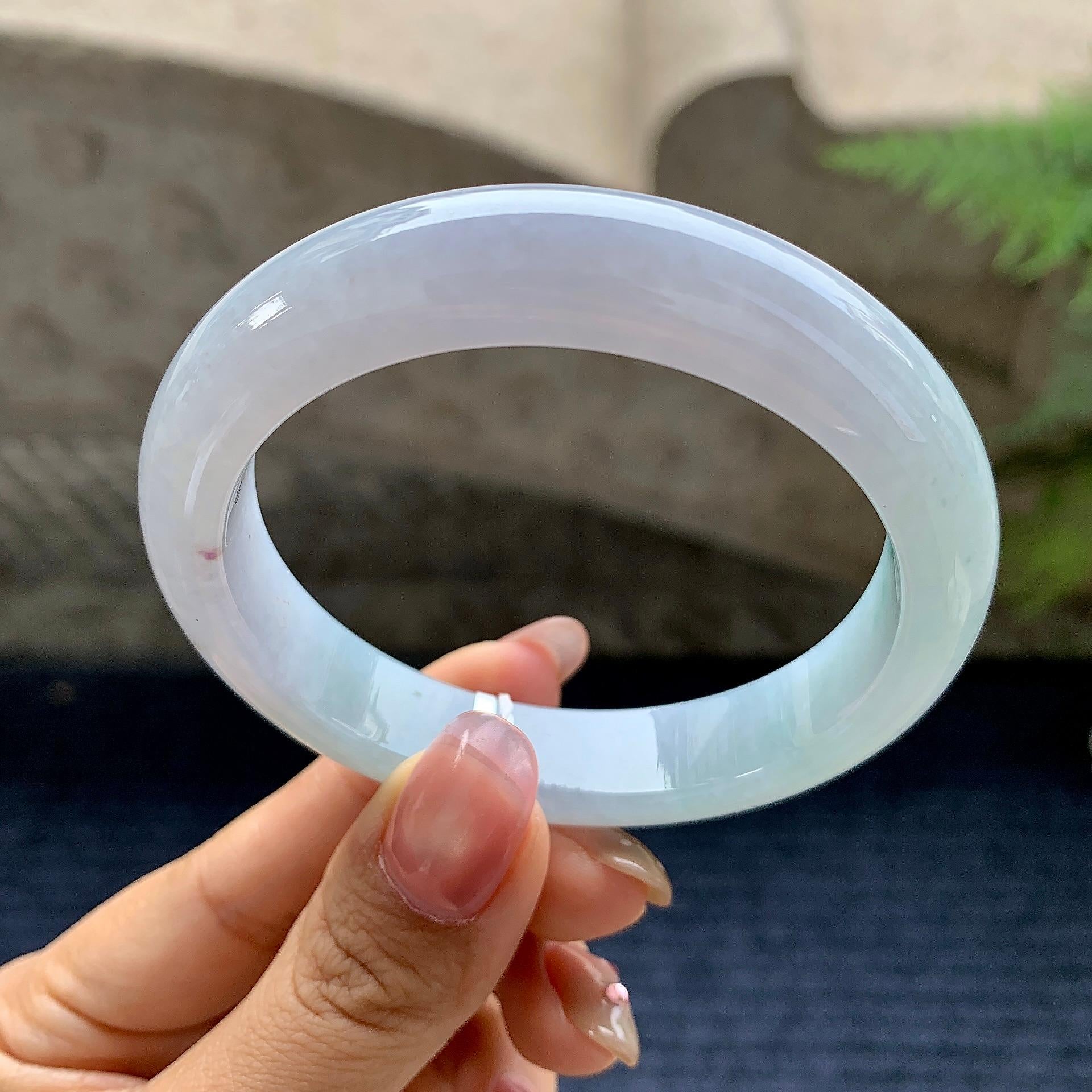 细糯种淡春彩平安镯（54.9mm）（yc281529）