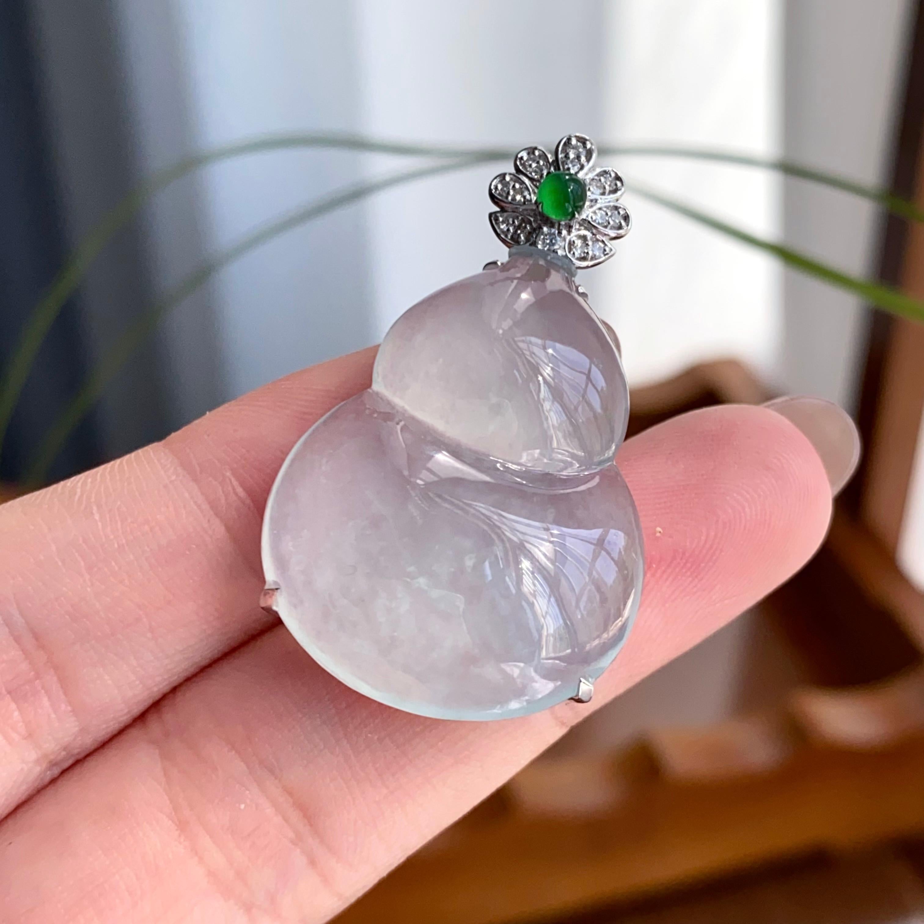 18k金钻镶冰种葫芦吊坠（yc256112）