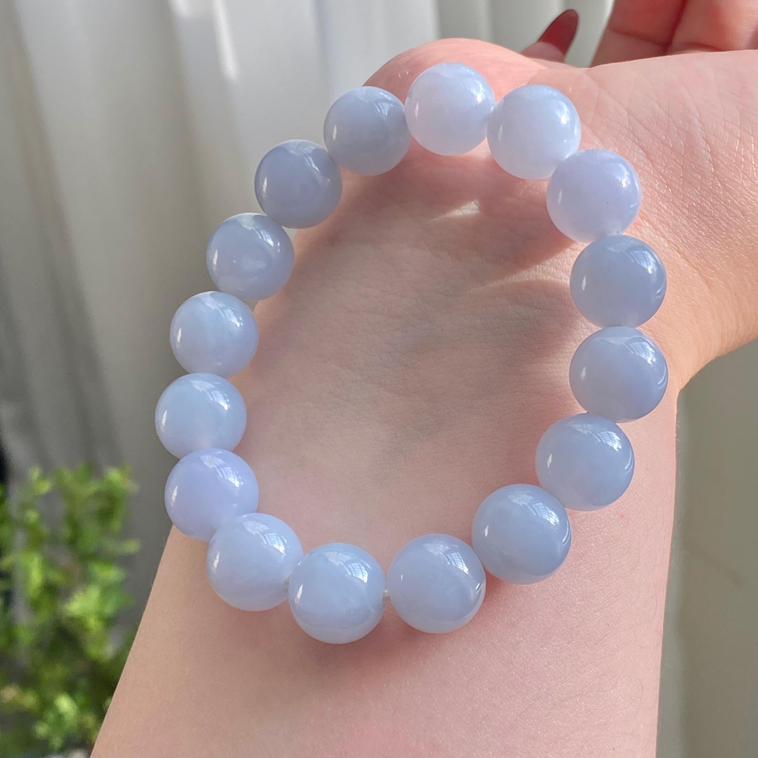 糯冰种紫罗兰单圈手串（16颗）（yc213185）