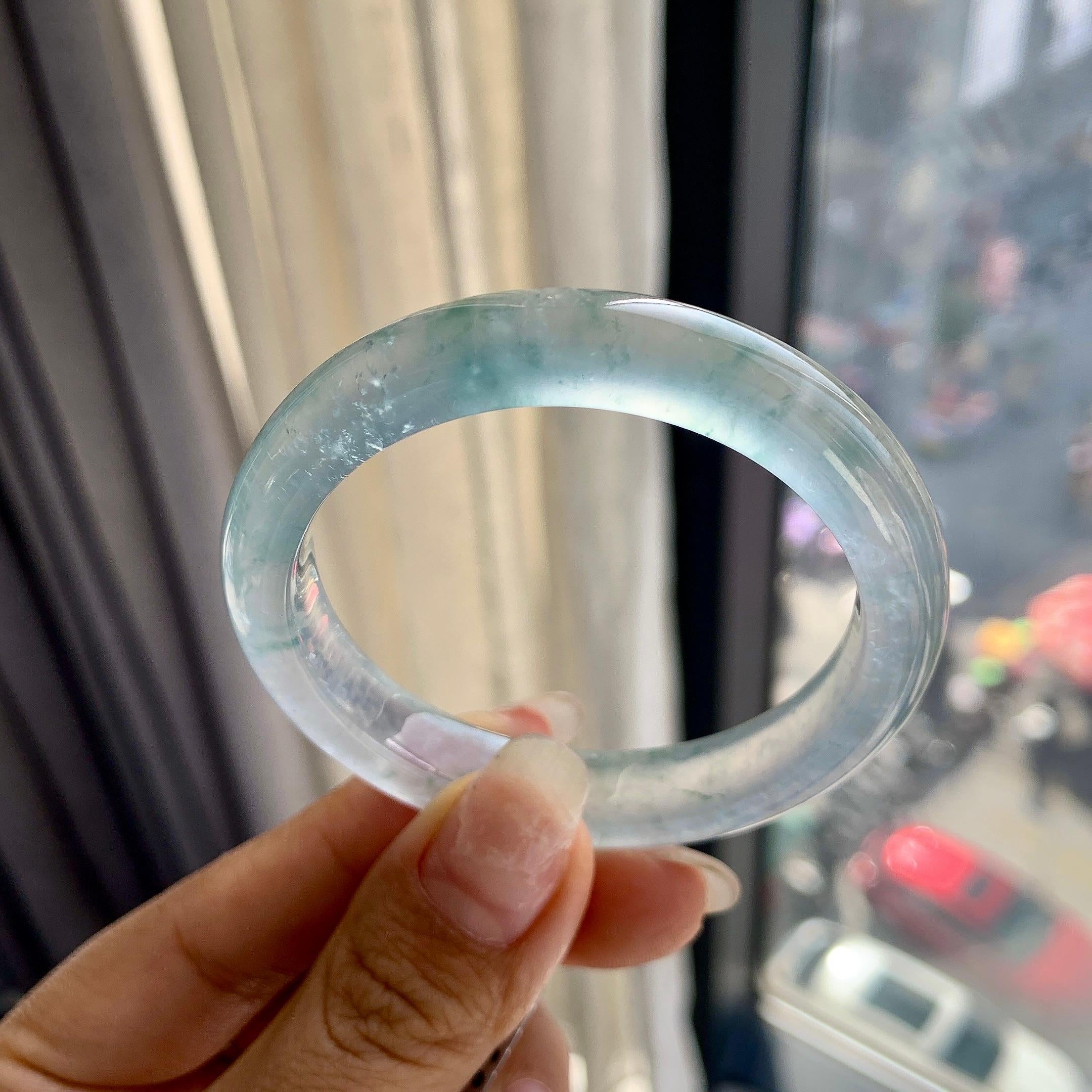 高冰种飘花平安镯（48.8mm）（yc277891）