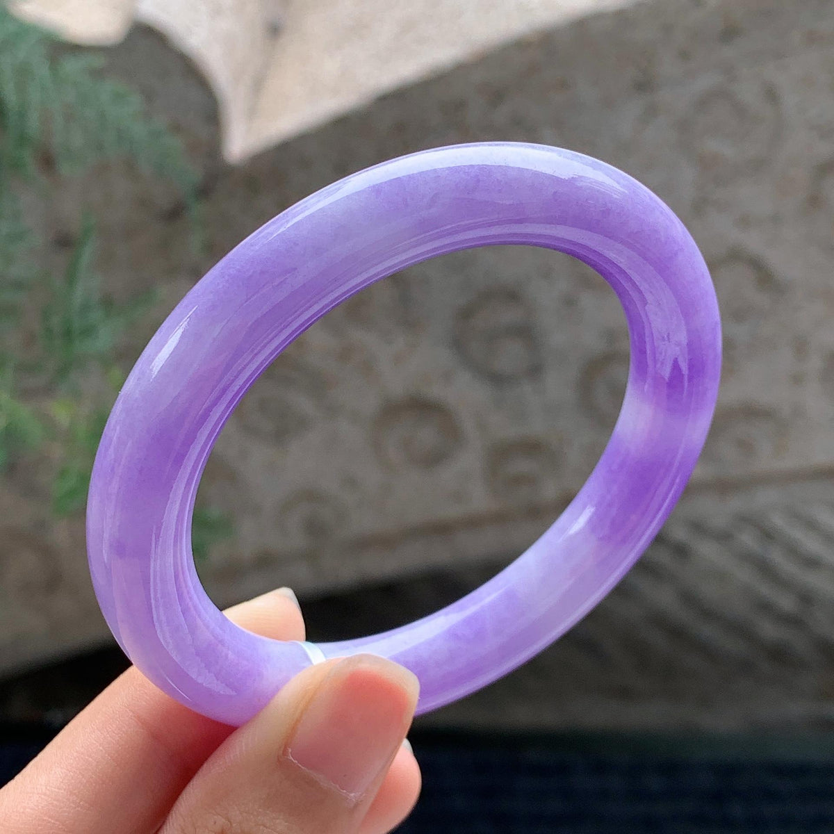 细糯种 紫罗兰圆条手镯 54圈 （yc696340）