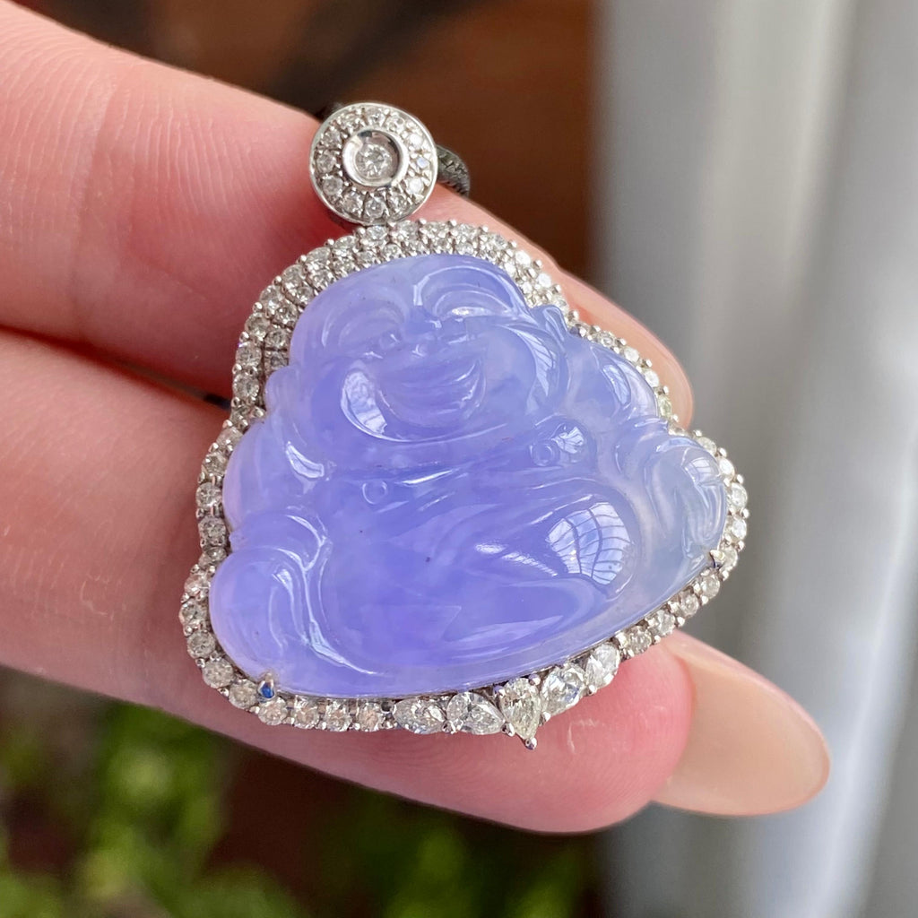 18k金钻镶冰种紫罗兰佛公吊坠（yc235114）