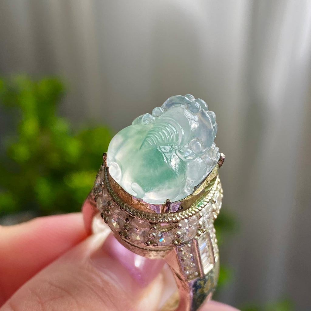 冰种飘花貔貅戒面裸石（yc199631）