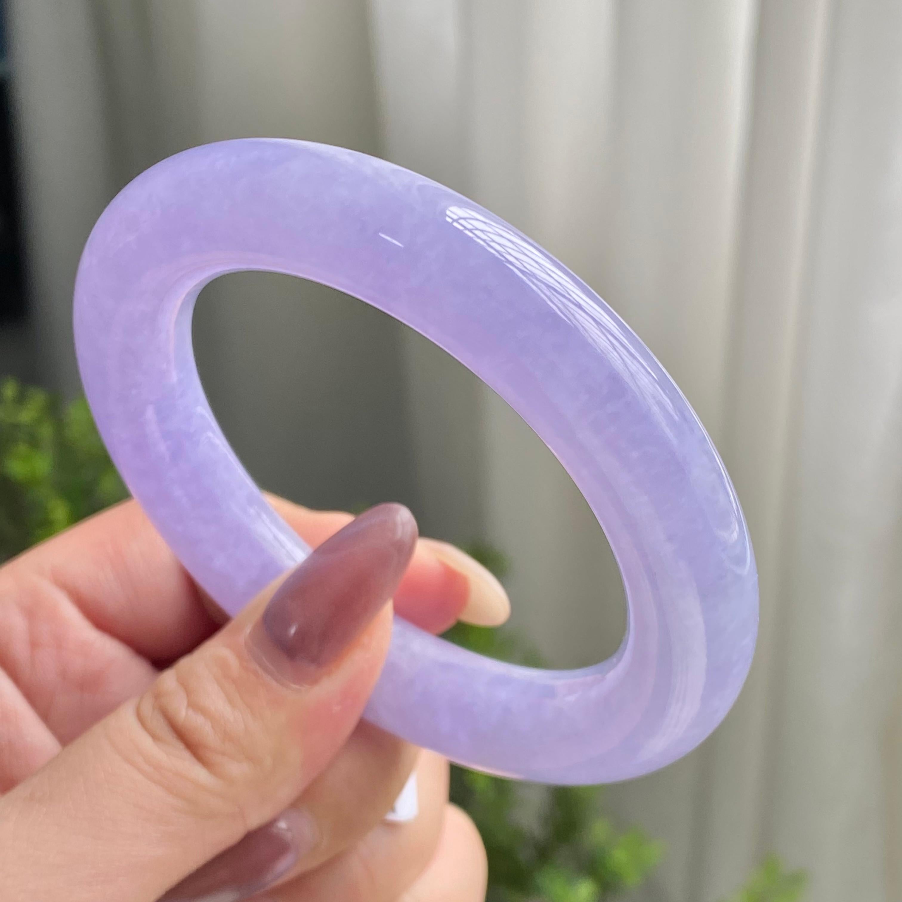 糯冰种紫罗兰圆条手镯（55圈）（yc199711）