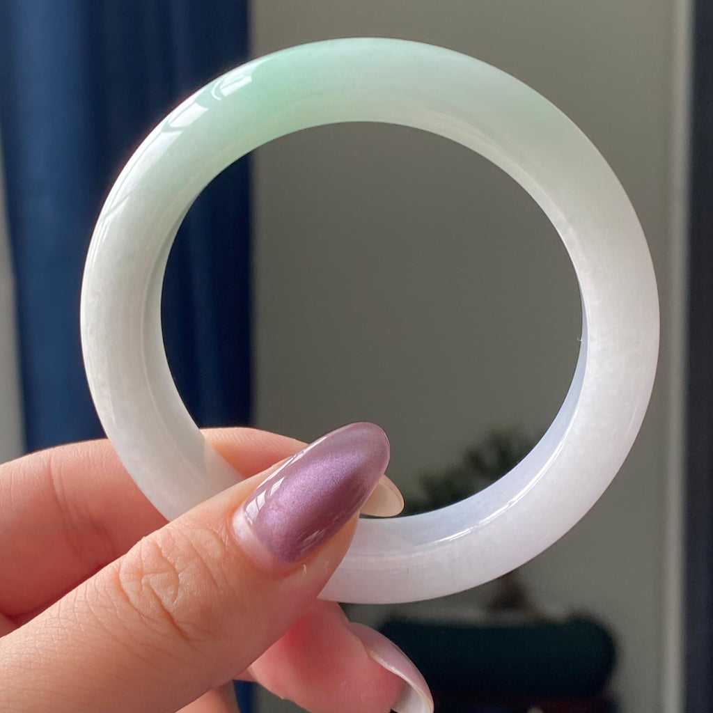 细糯种白底青平安镯手镯（53圈）（yc195663）