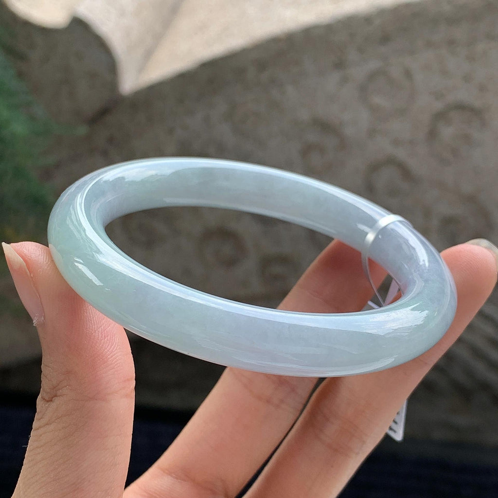细糯种 淡春彩圆条手镯 56圈 天然缅甸A货翡翠（yc699571）