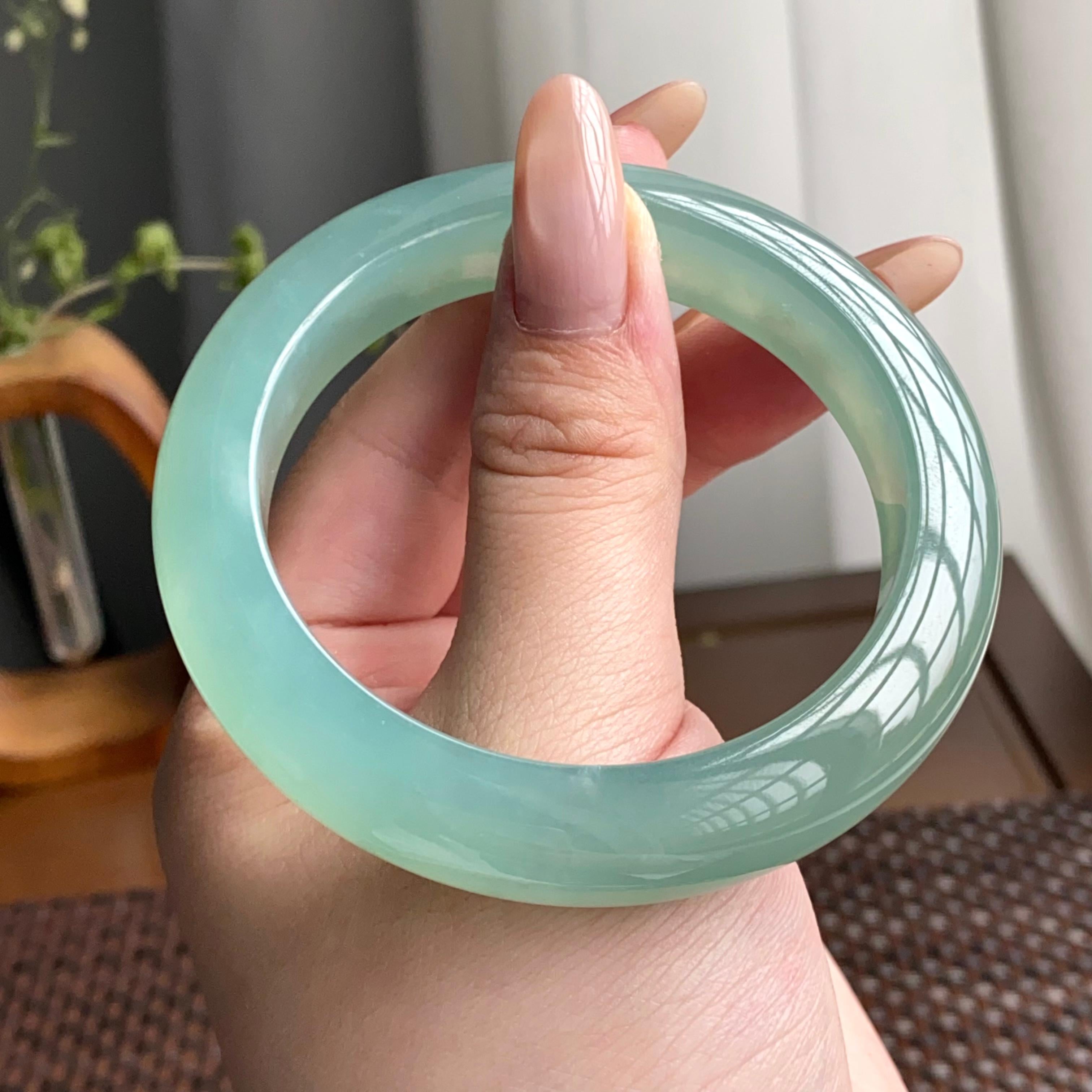 冰种湖水绿平安镯（55圈）（yc247614）