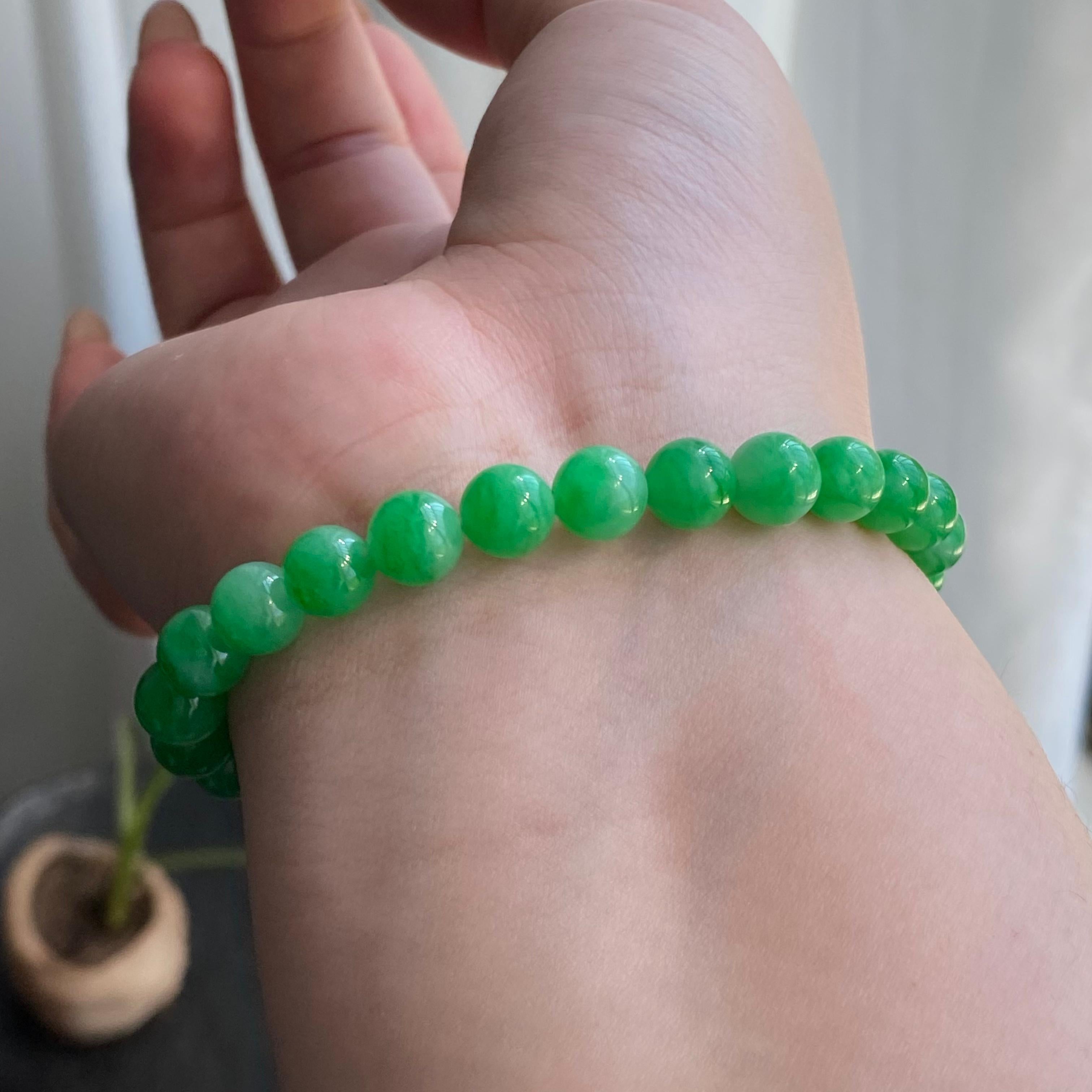 细糯种阳绿单圈手串（26颗）（yc264921）