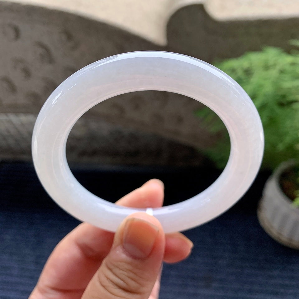 细糯种无色圆条手镯（55.6mm）（yc093436）