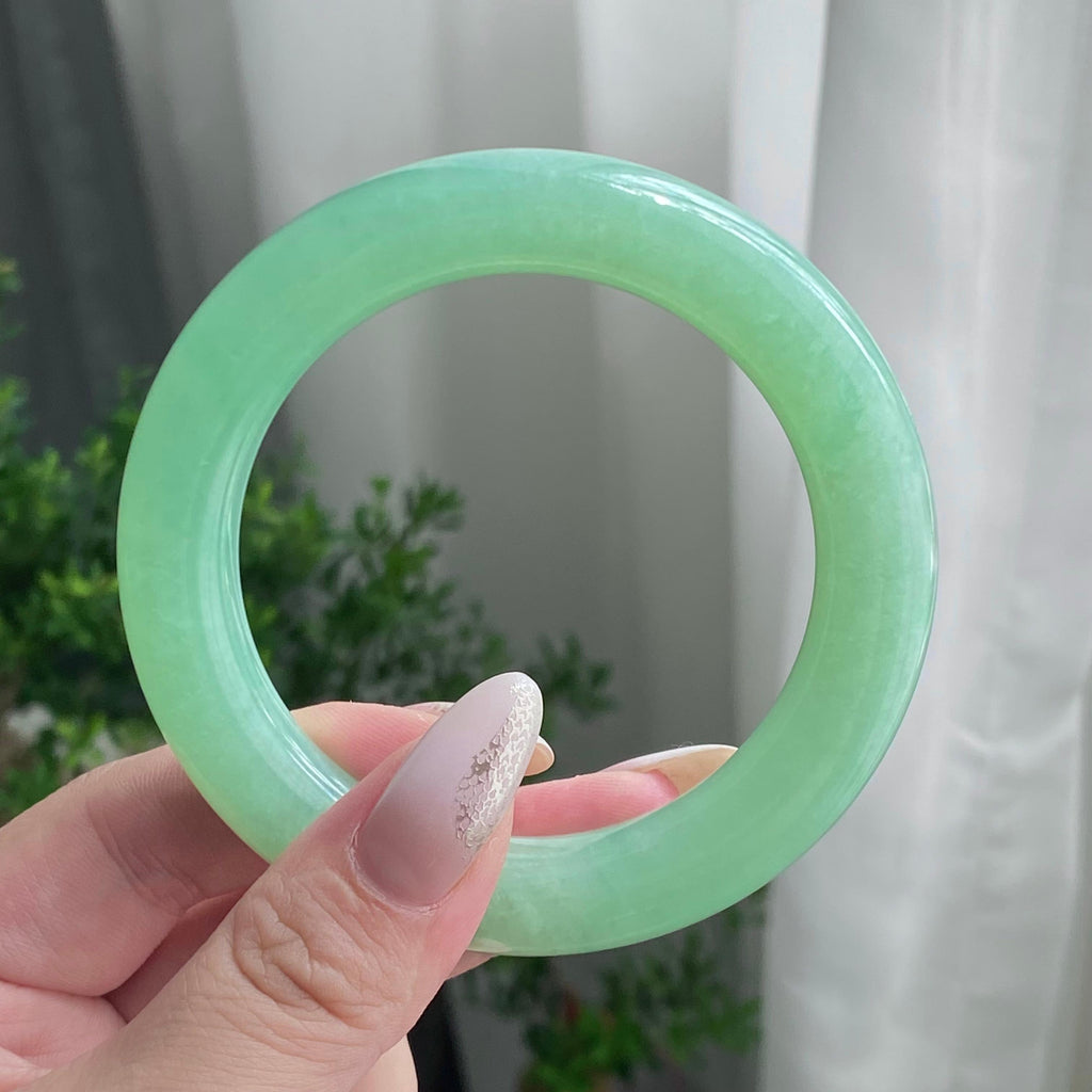 糯冰种满绿圆条手镯（55圈）（yc206677）