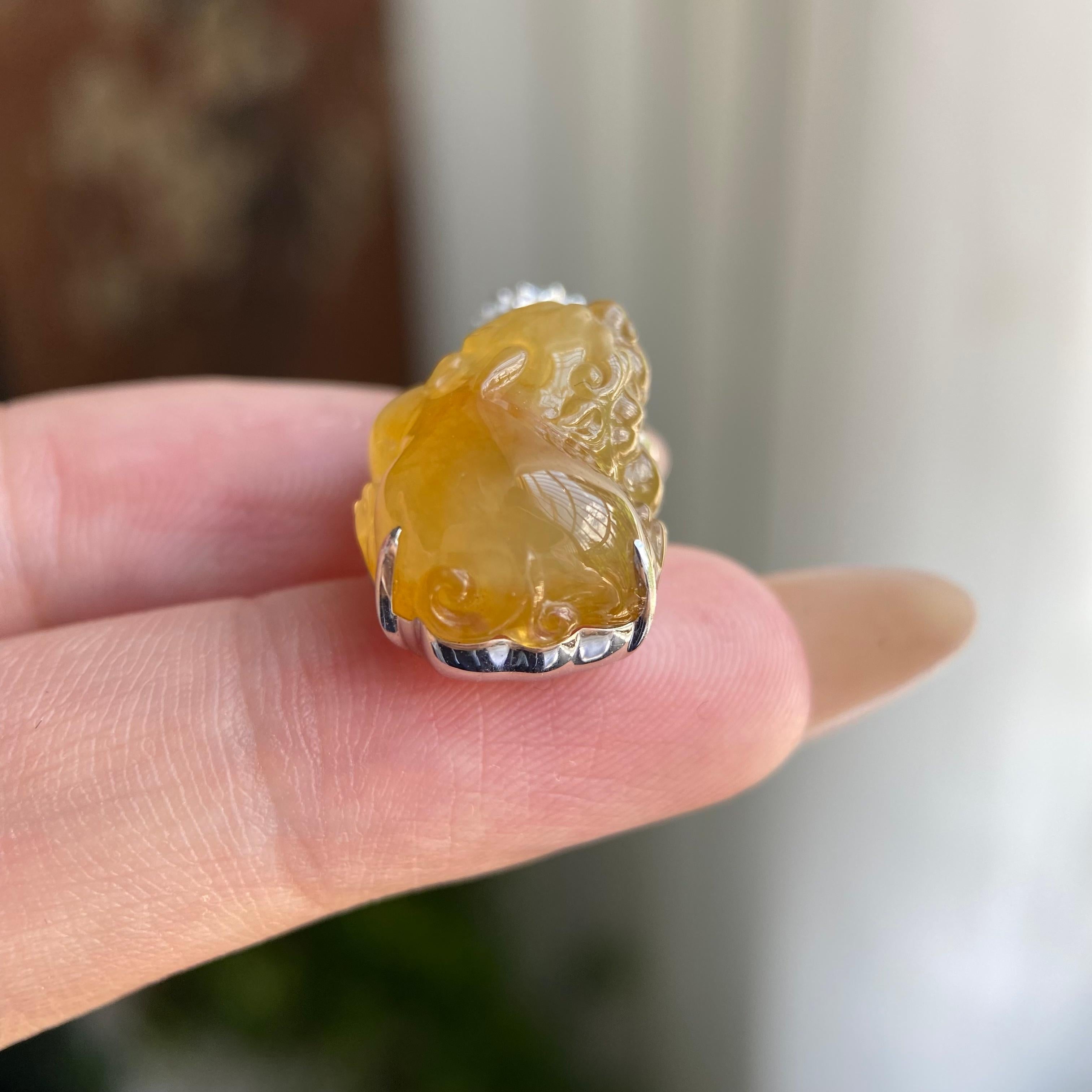 18k金钻镶冰种黄翡貔貅吊坠（yc209945）